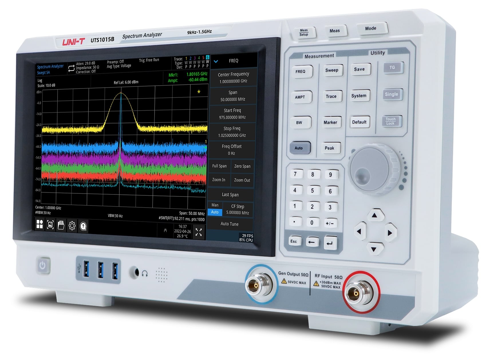 UNI-T Spektrumanalysator UTS1015B, 9 kHz..1,5 GHz