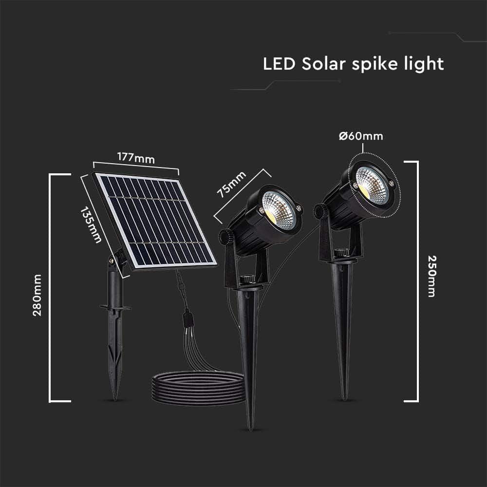 V-TAC Solar LED-Gartenleuchten-Set VT-11031, 2x 1,2 W, 3000 K, IP65