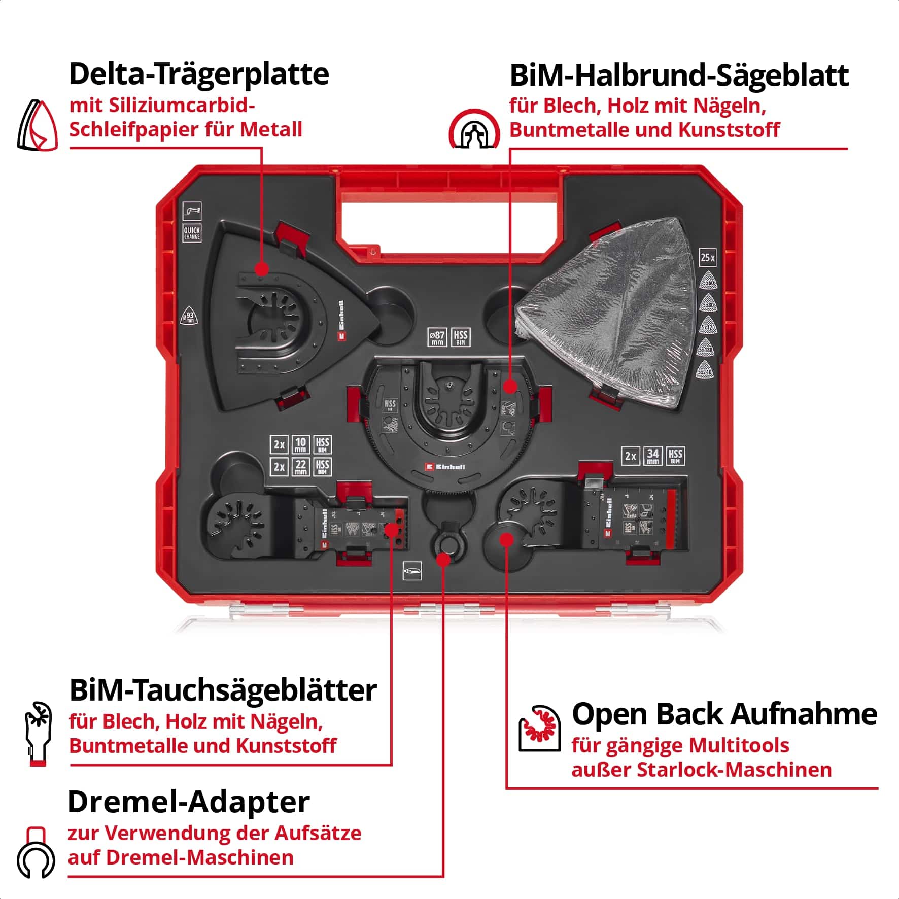 EINHELL Multitool-Set, 708135, XL-PLUS-Case, 35-teilig