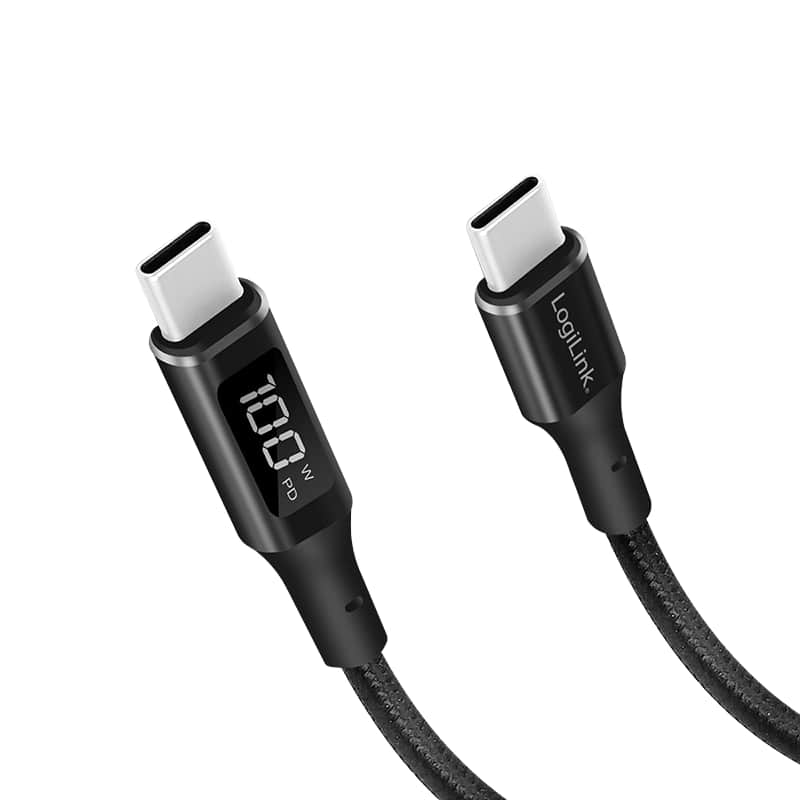 LOGILINK USB2.0 Typ-C CU0181, C/M, PD, schwarz, 1,0m
