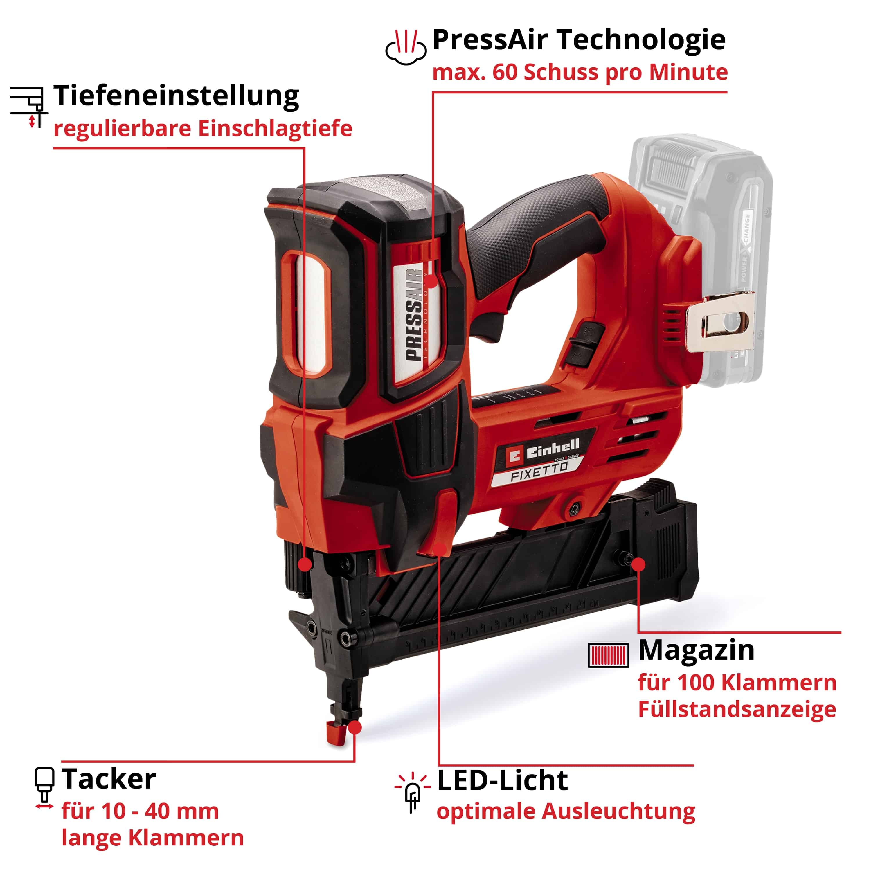 EINHELL Akku-Tacker FIXETTO 18/38 S