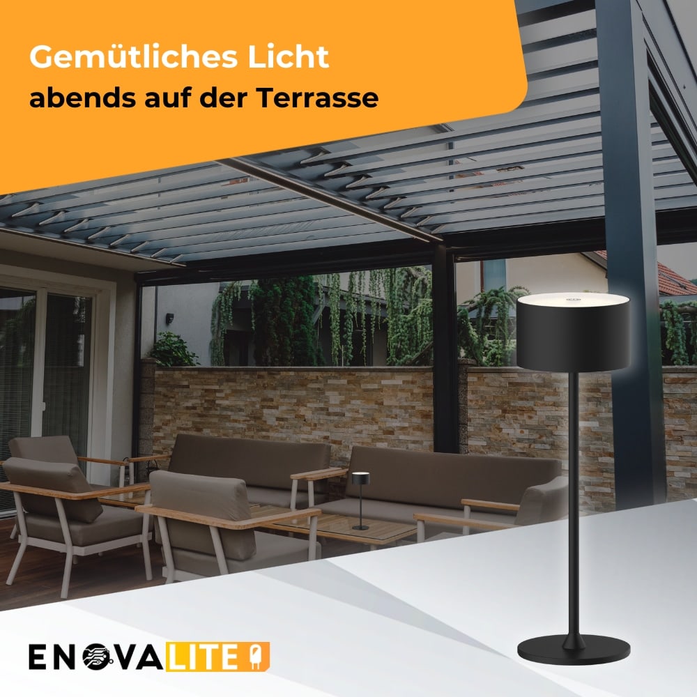 ENOVALITE LED-Akku-Tischleuchte, ELED700400, EEK: D dimmbar, CCT, schwarz