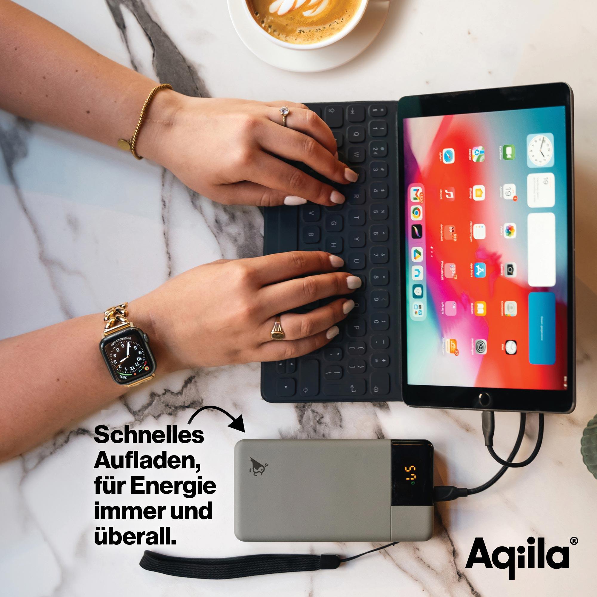 AQIILA Powerbank Powerbird B10, 20 W, 10.000mAh, 1x USB-A, 2x USB-C, moosgrün