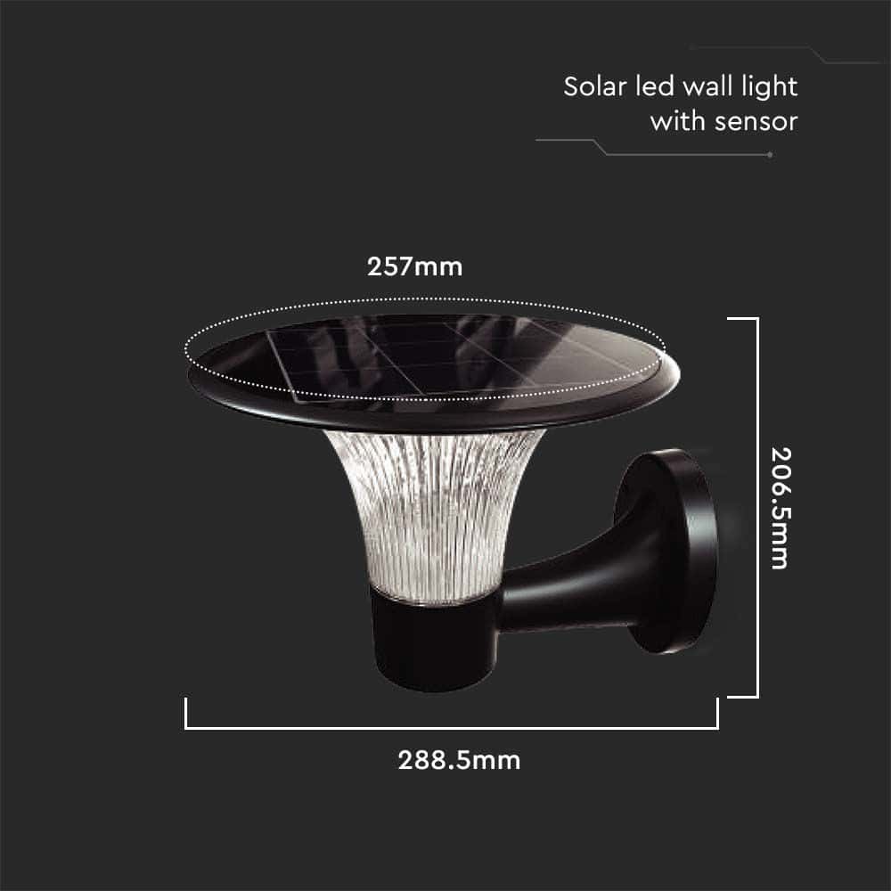 V-TAC Solar LED-Wandleuchte VT-425, 15 W, 6000 K+ 4000 K, schwarz