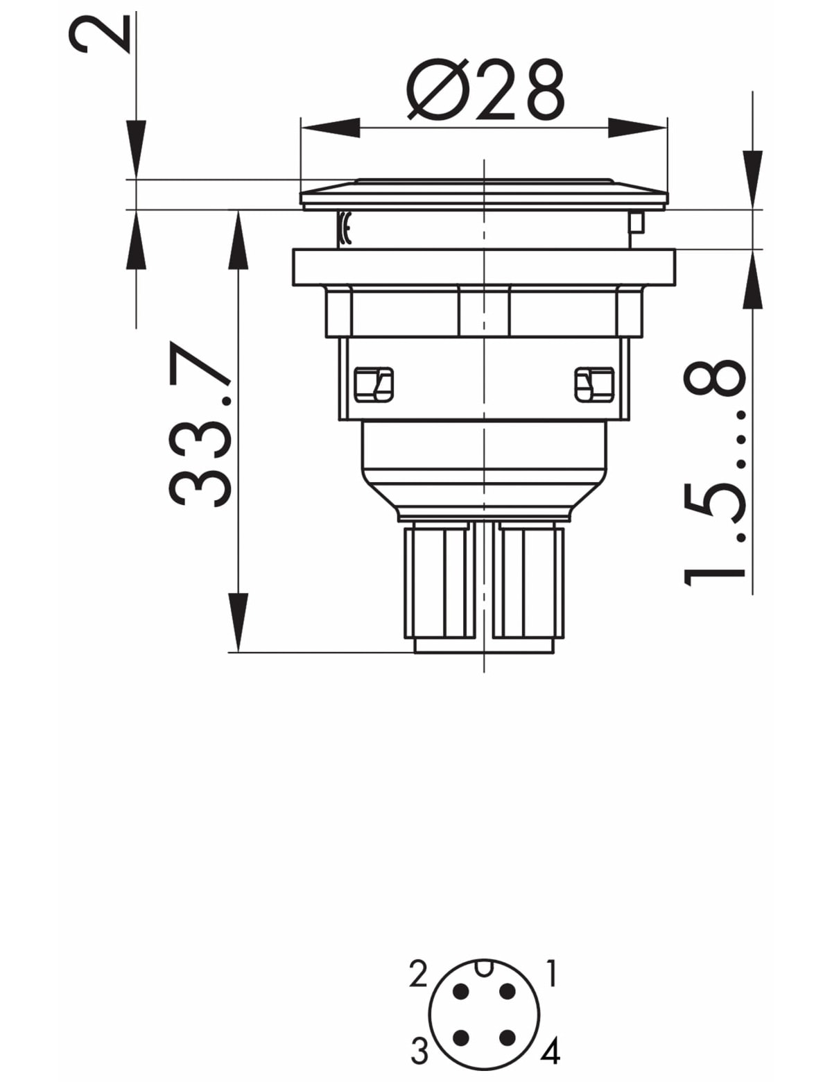 SCHLEGEL Drucktaster mit Ringbeleuchtung und M12-Anschluss 4-polig; STLRWI_C005
