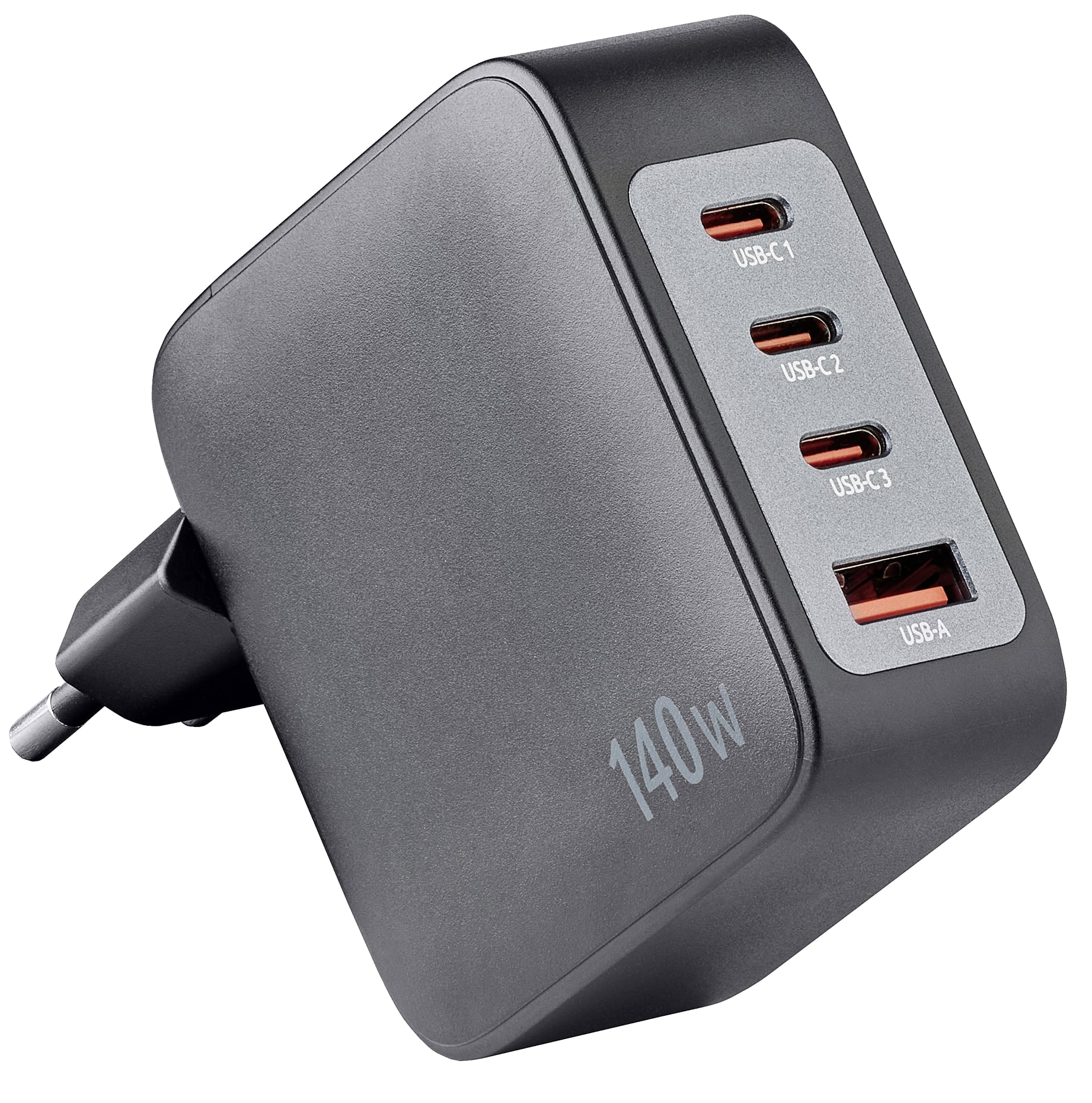 INTENSO USB-Lader 7814010, 140 W, 4-fach, 3xUSB-C, 1xUSB-A, GaN, schwarz