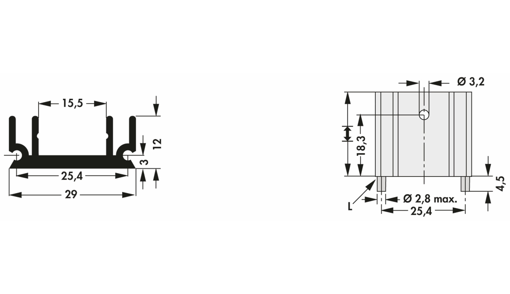FISCHER ELEKTRONIK Kühlkörper, SK 145 25,4 STS, Leiterkartenkühlkörper , schwarz, Aluminium