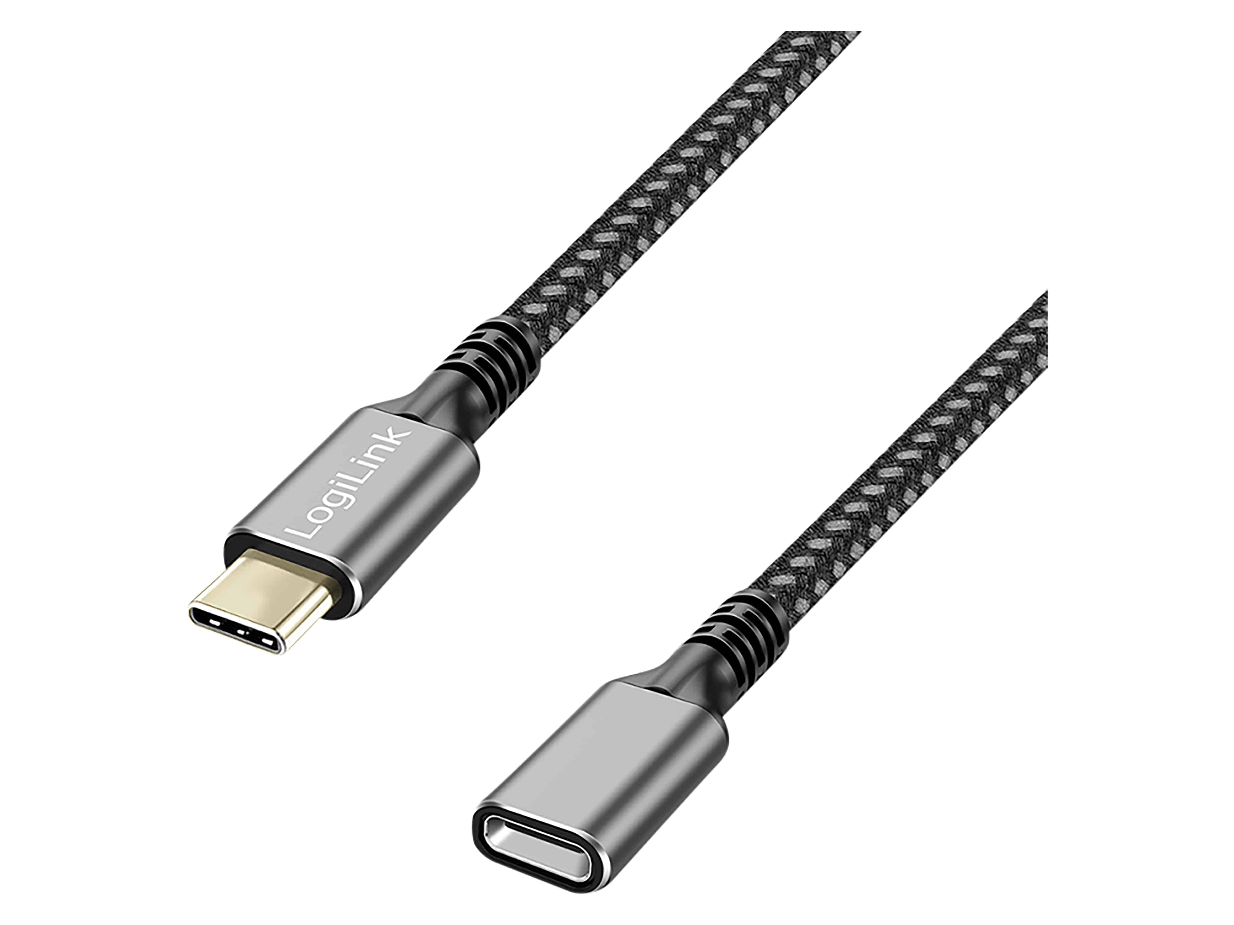 LOGILINK USB3.2 Kabel CUA0108 USB-C M/USB-C F PD Alu 1m schwarz/grau