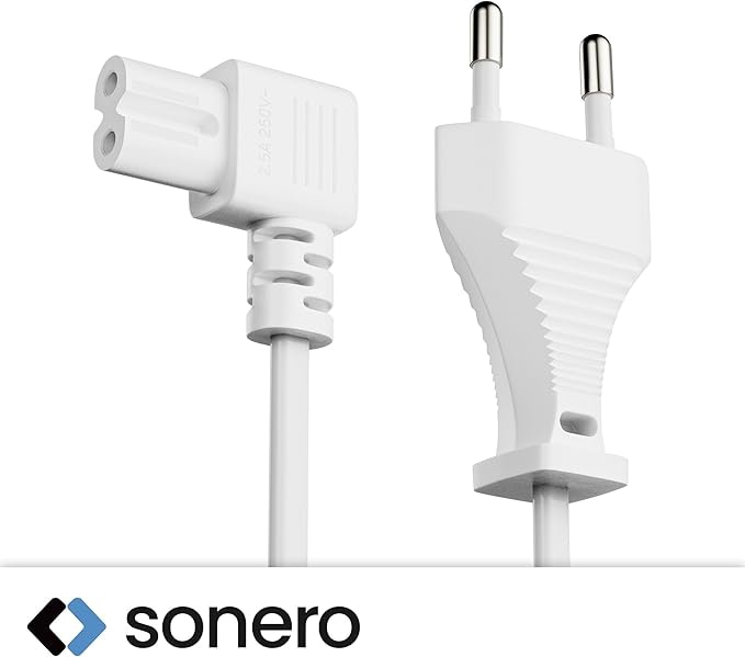 SONERO Netzkabel X-ESG-C7W-010W, Eurostecker, gerade, weiß, 1m