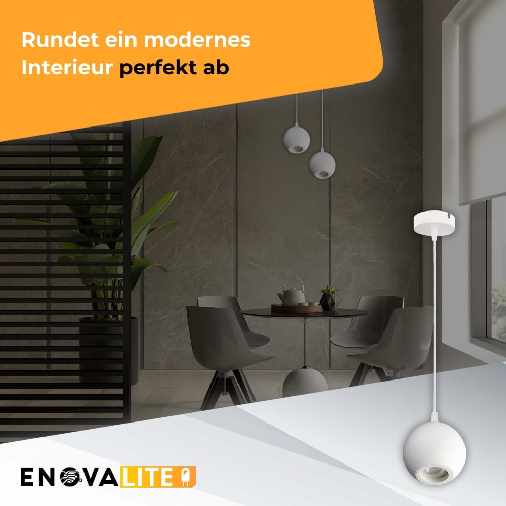 ENOVALITE LED-Pendellampe GLOBE, GU10-Fassung, IP20, Ø10cm, 1flammig, weiß