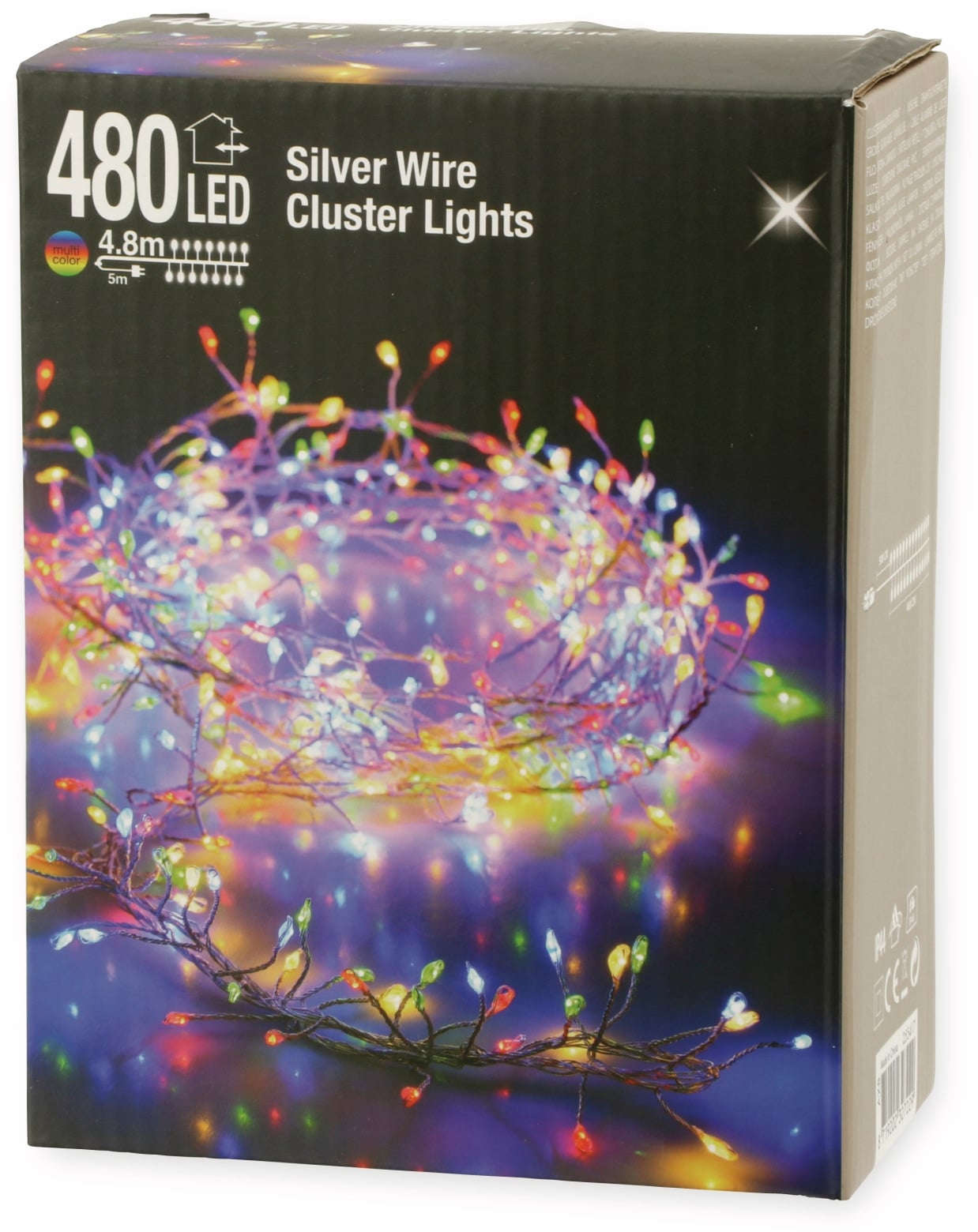 LED-Büschellichterkette Silberdraht, bunt, 480 LEDs, 230V~, IP44, 9,8m