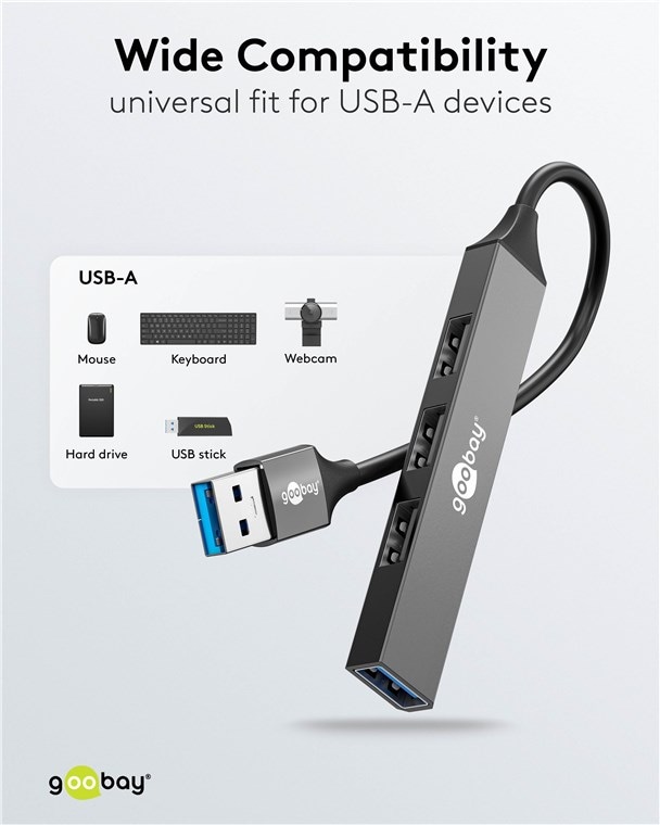 GOOBAY USB3.2 Hub 74456 Slim 4 Port USB-A auf USB-A