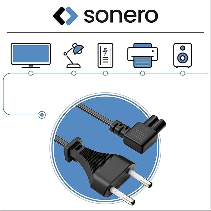 SONERO Netzkabel X-ESG-C7W-050B, Eurostecker, gerade, schwarz, 5m