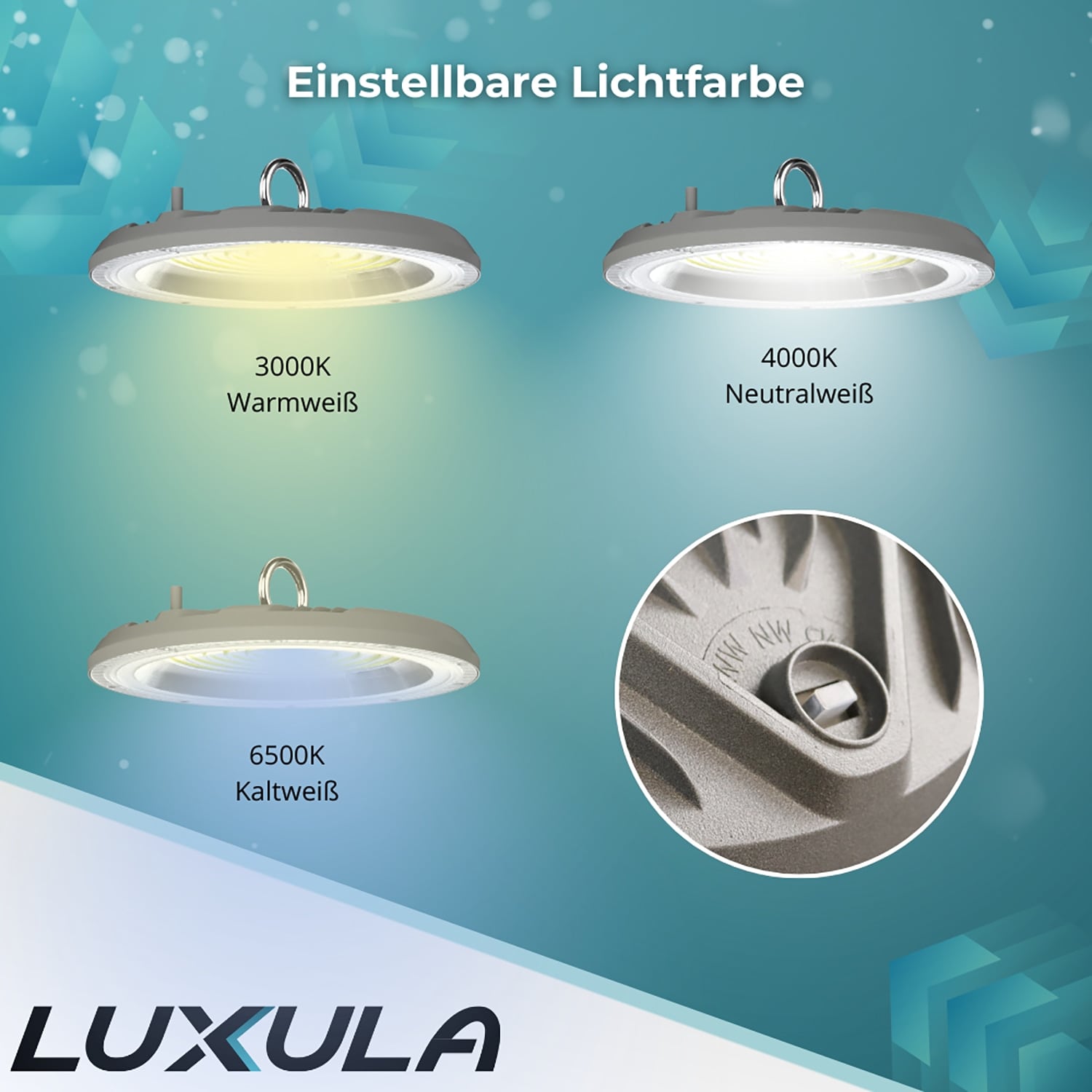 LUXULA LED-Hallenleuchte LX500136, HighBay, UFO, 150W, 15000lm, CCT, IP65