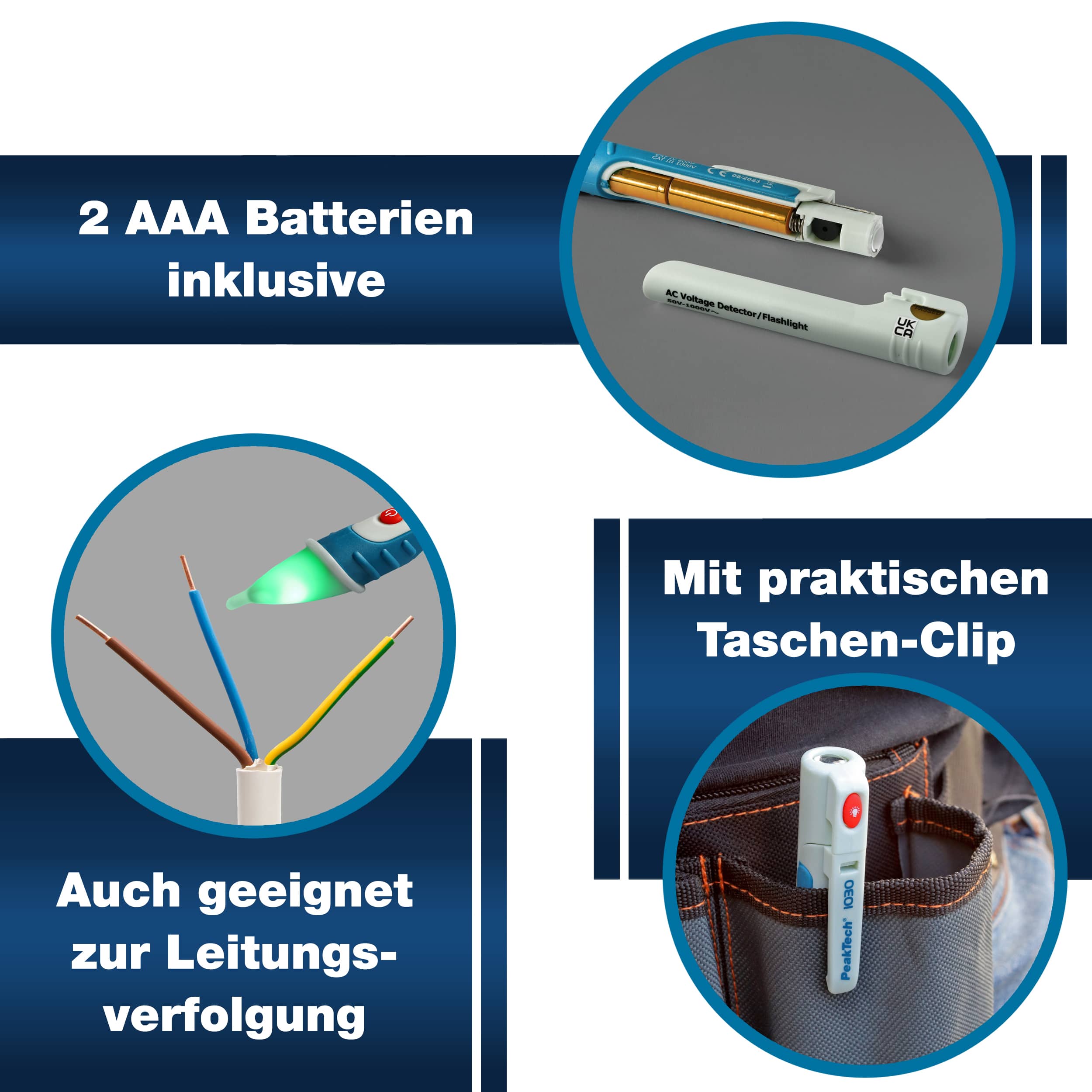 PEAKTECH Spannungsprüfer, P 1030, 50...1000 V