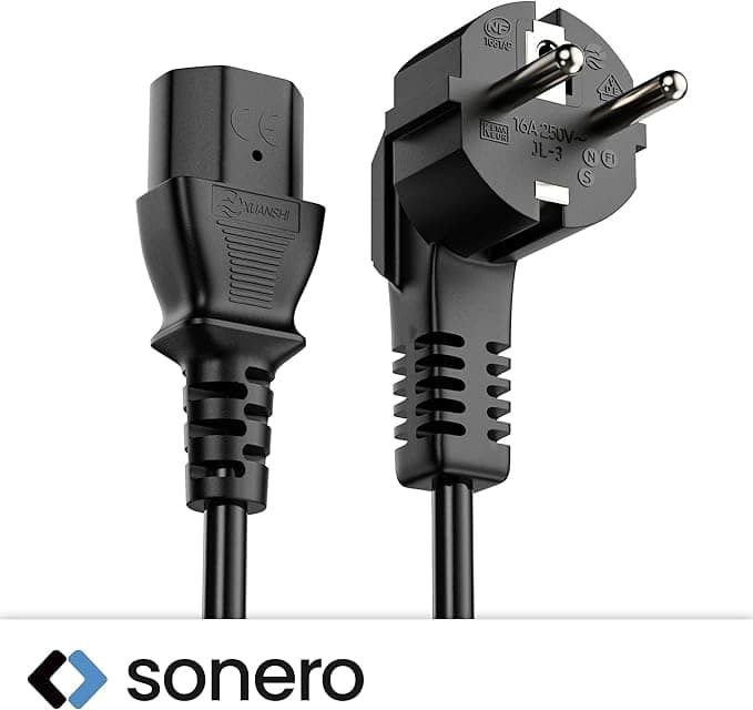 SONERO Netzkabel Schutzkontaktstecker, X-SKW-C13G-030B, 90°, schwarz, 3m