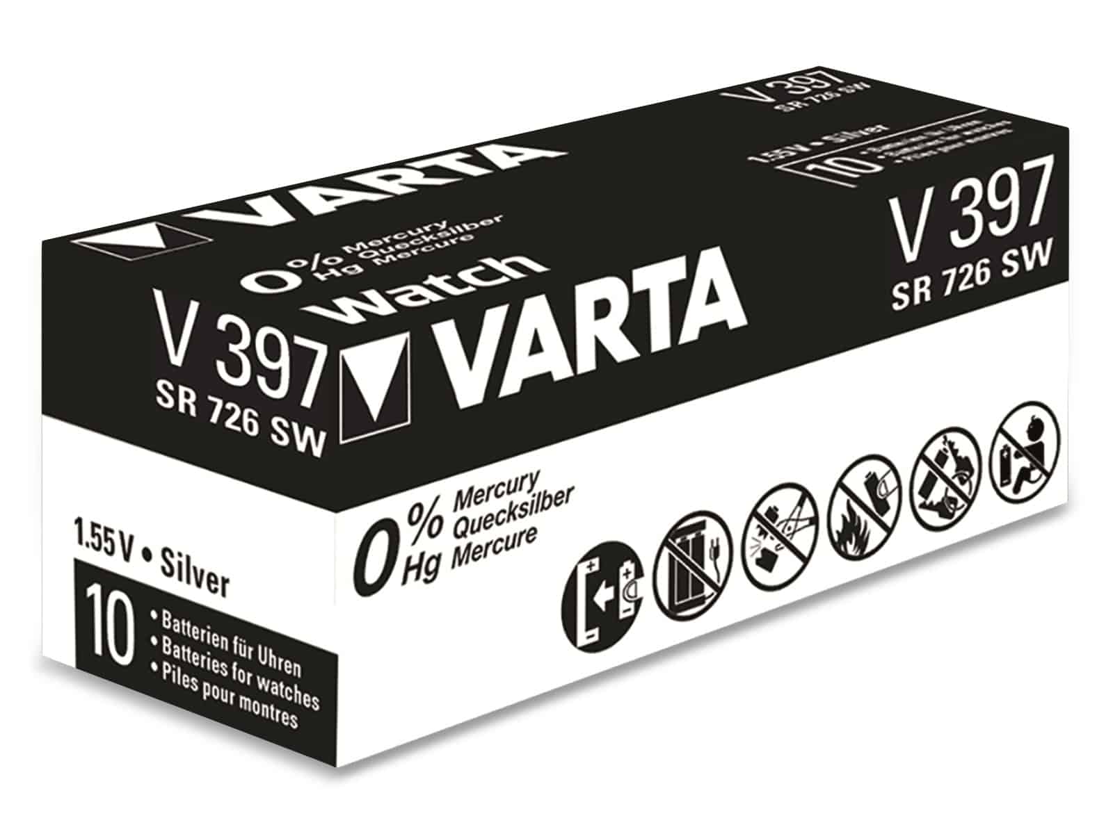 VARTA Knopfzelle Silver Oxide, 397 SR59,  1.55V, 10 Stück