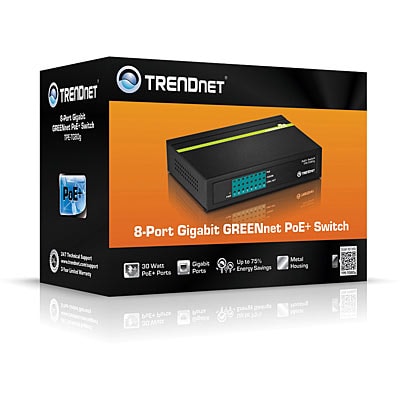 TRENDNET Switch, 8 Port Gbit PoE+, 123 W, Metall
