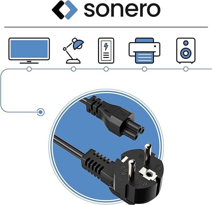 SONERO Netzkabel Schutzkontaktstecker, X-SKW-C5G-020B, 90°, schwarz, 2m