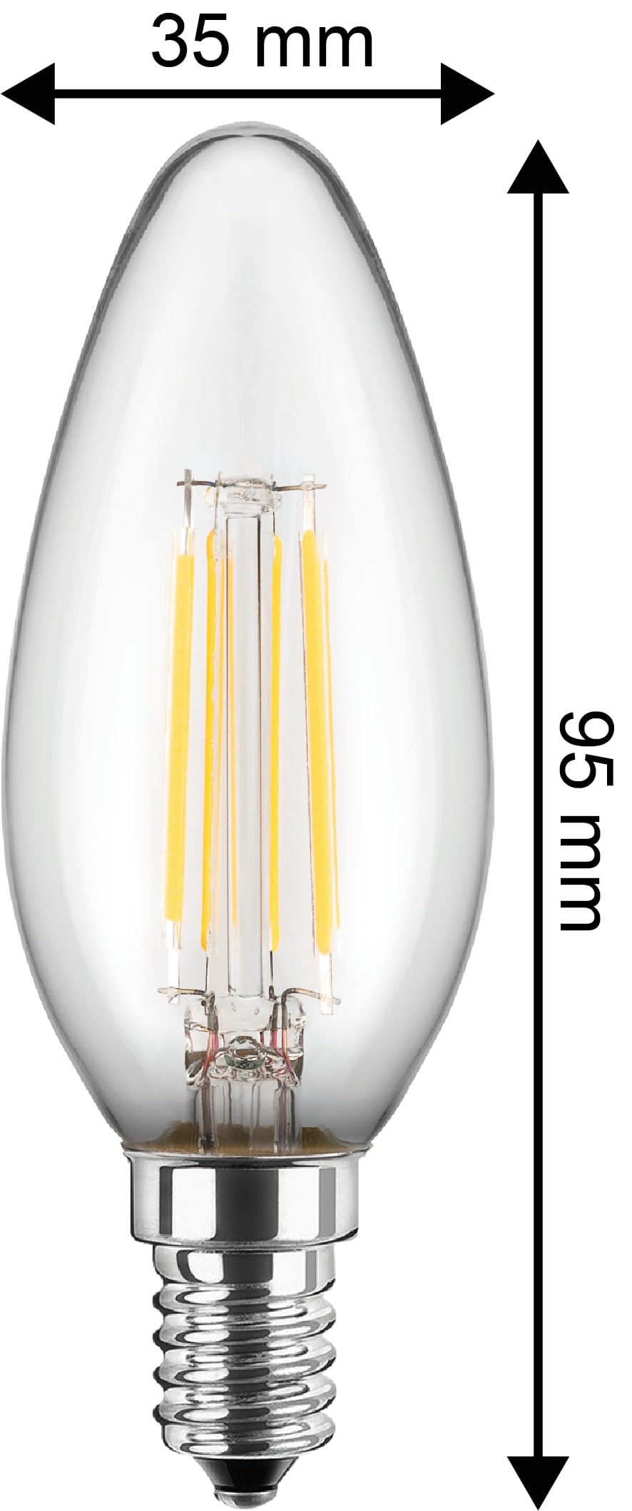 BLULAXA LED-Filament-Lampe, C35, EEK: F, E14, 4,5 W, 470 lm, 2700 K, 5 Stück