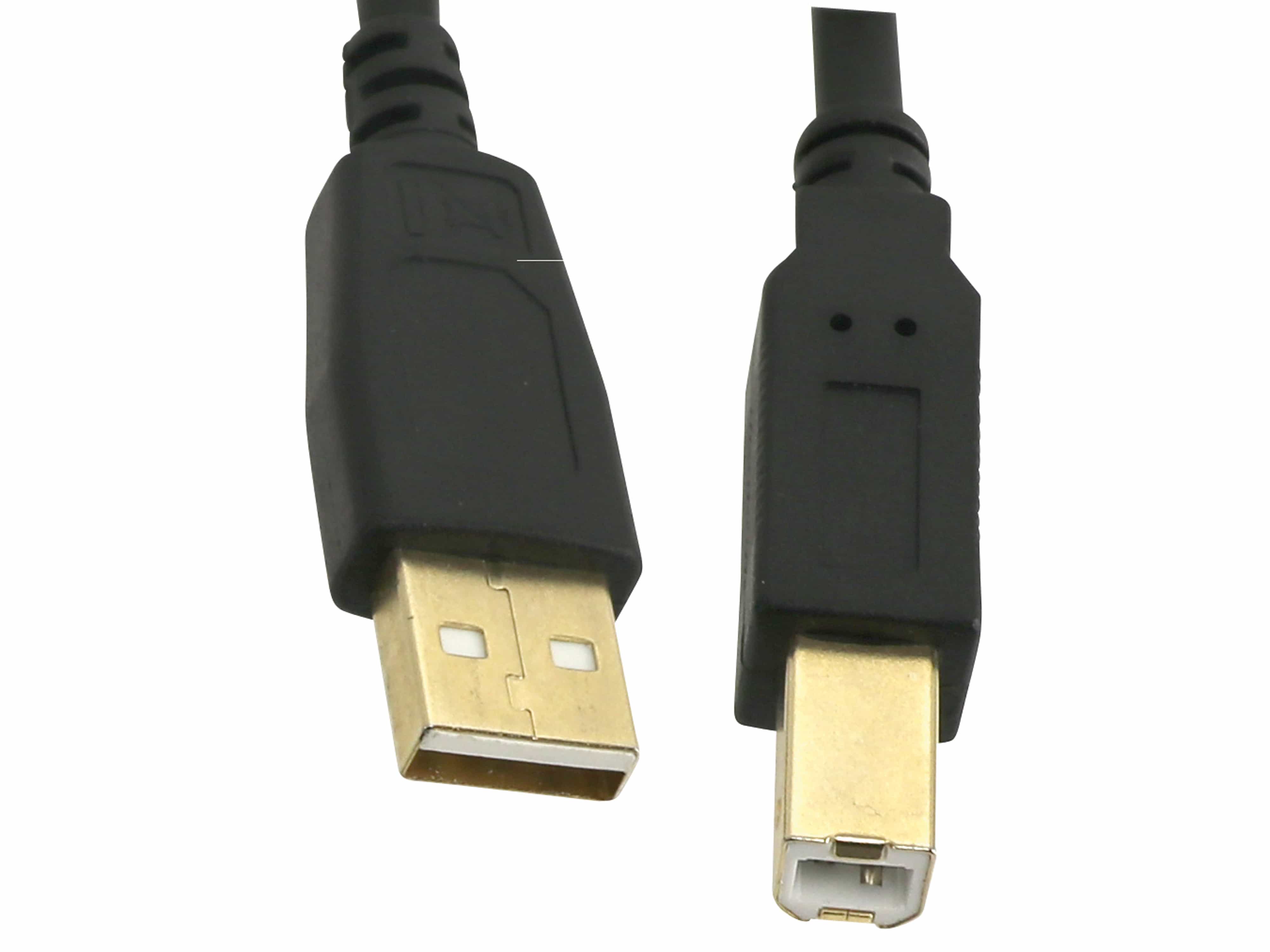 USB2.0-Anschlusskabel, A/B, 2 m, vergoldet