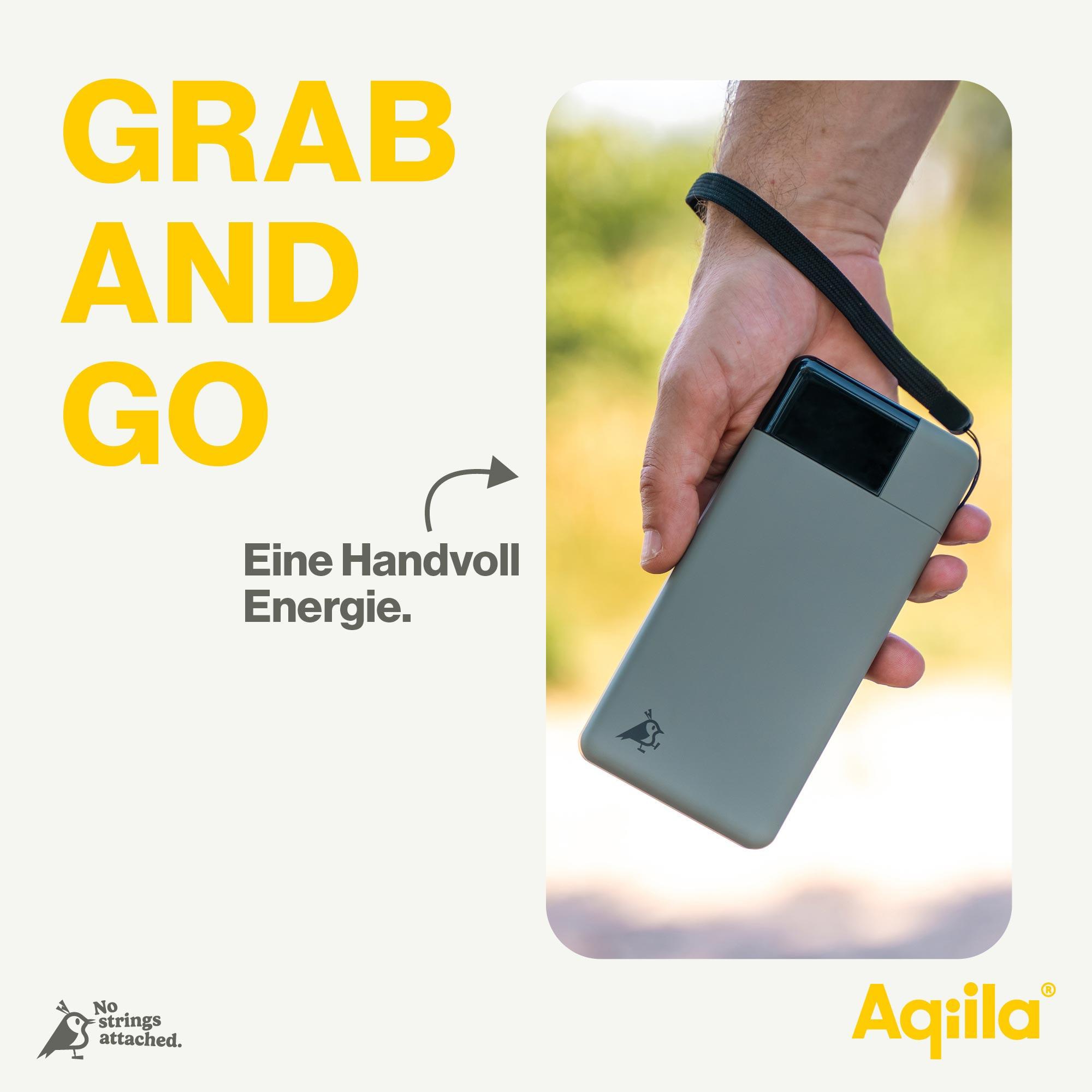 AQIILA Powerbank Powerbird B20, 20 W, 20.000mAh, 1x USB-A, 2x USB-C, moosgrün