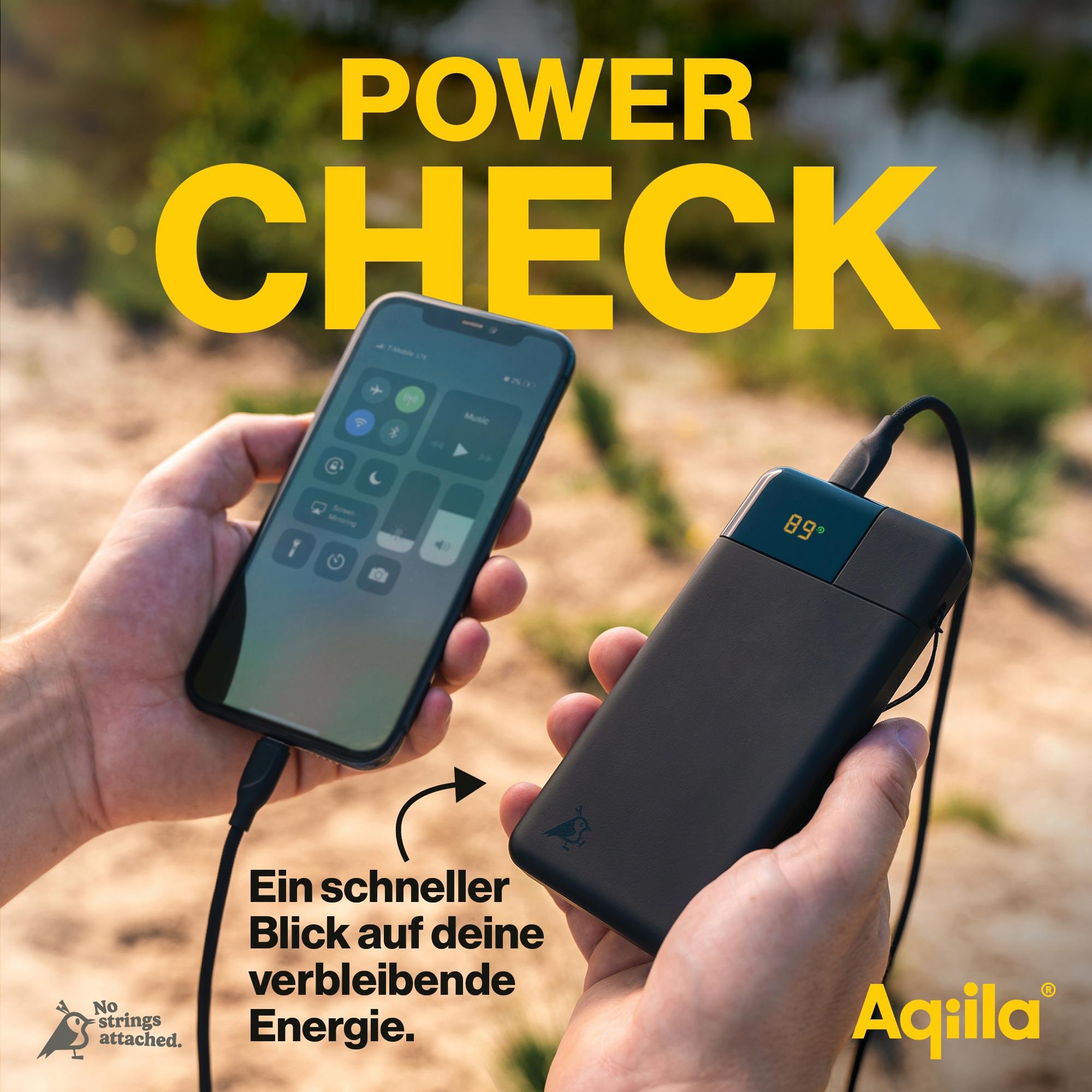 AQIILA Powerbank Powerbird B10, 20 W, 10.000mAh, 1x USB-A, 2x USB-C, schwarz