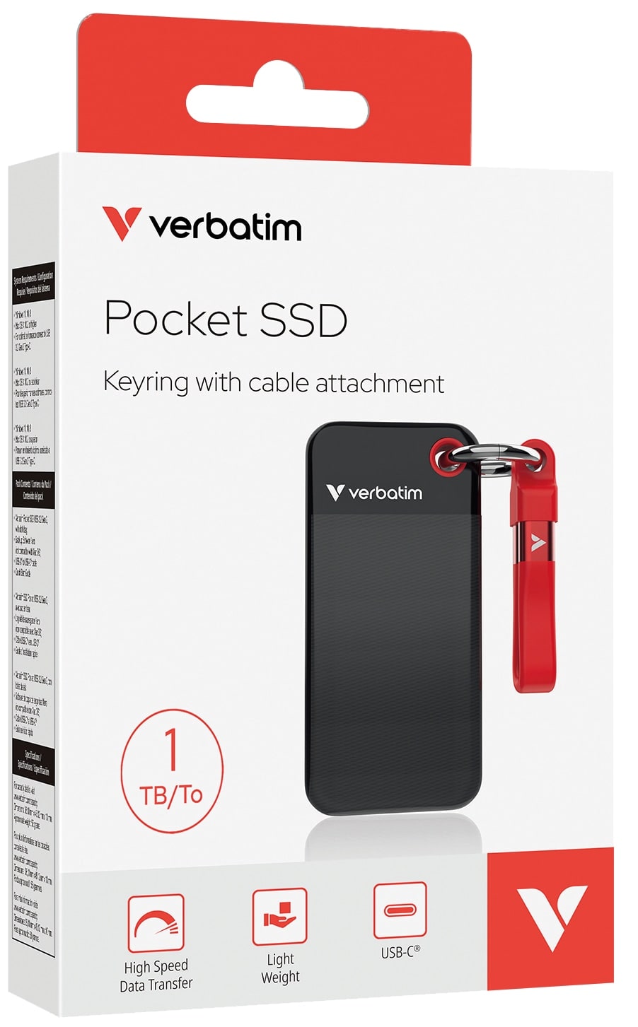 VERBATIM Externe SSD Pocket 1TB schwarz-rot