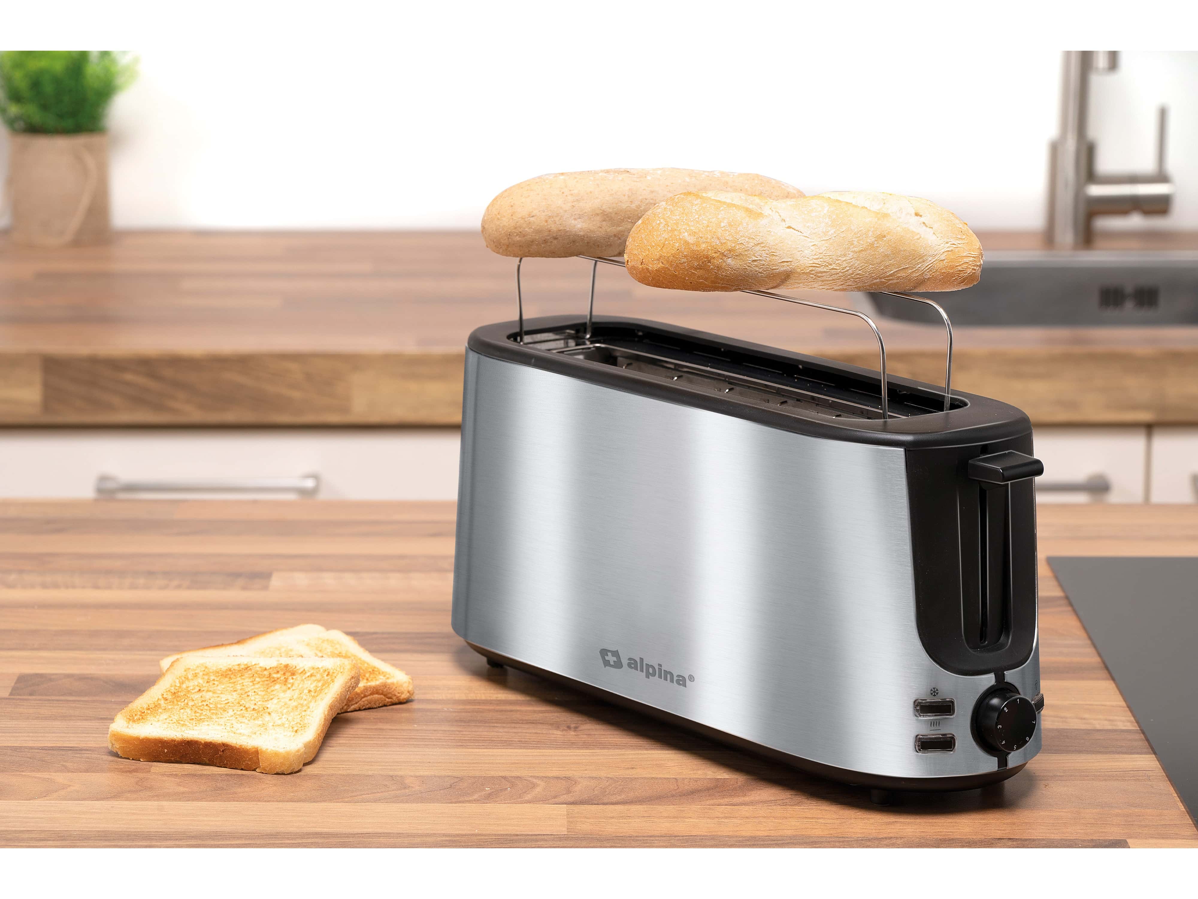 ALPINA Toaster, 1000 W, 2 Scheibentoaster, schwarz/silber