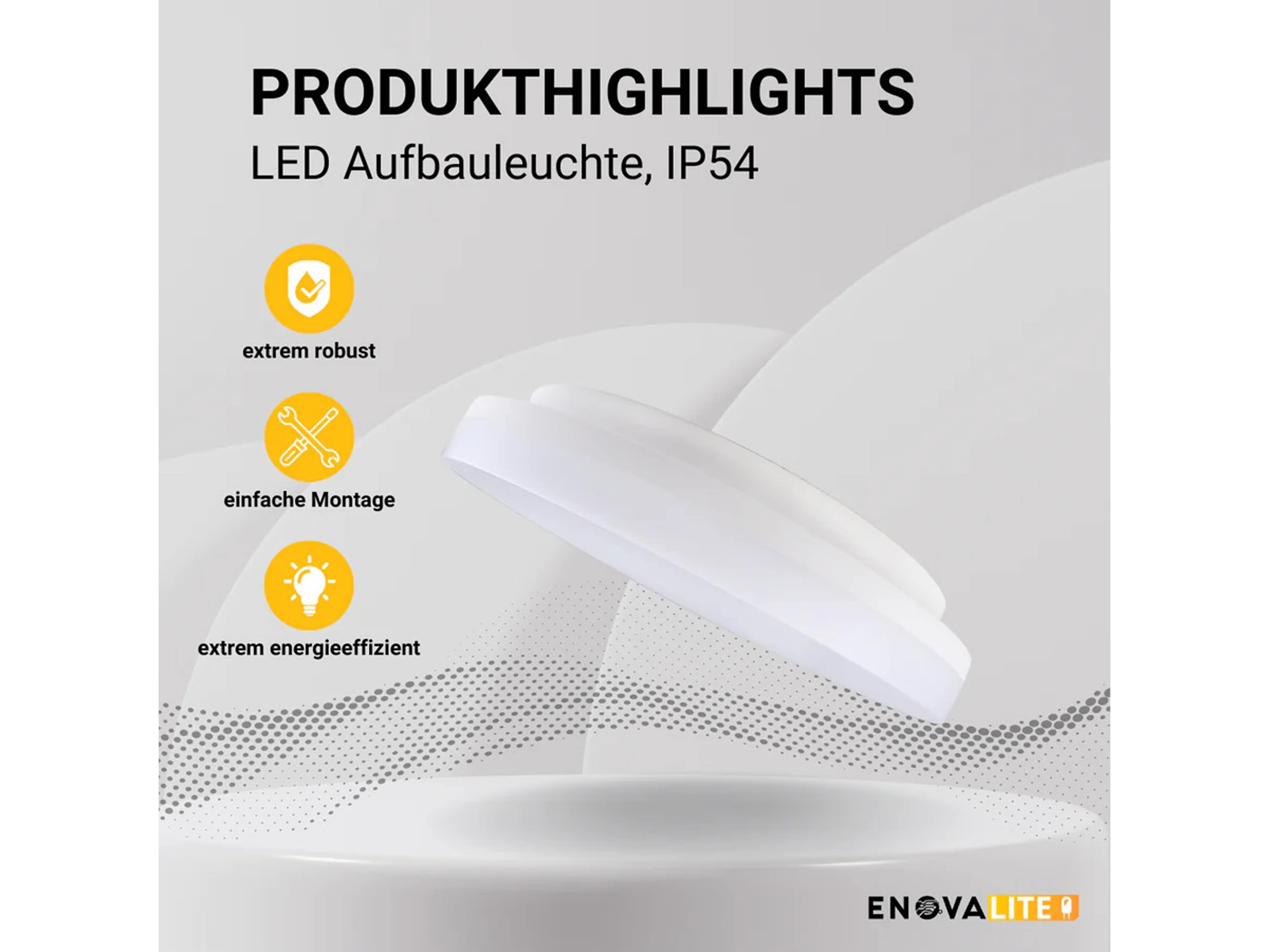 ENOVALITE LED-Deckenleuchte, EEK: F, 18 W, 1880 lm, 4000 K, Ø 220mm