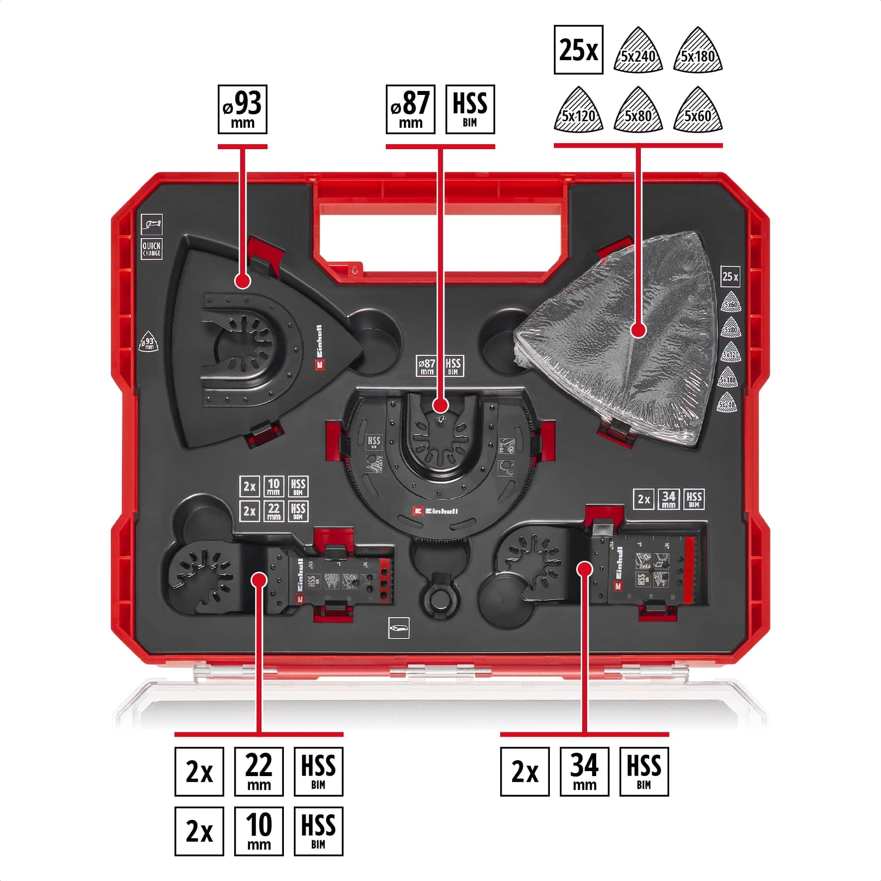 EINHELL Multitool-Set, 708135, XL-PLUS-Case, 35-teilig