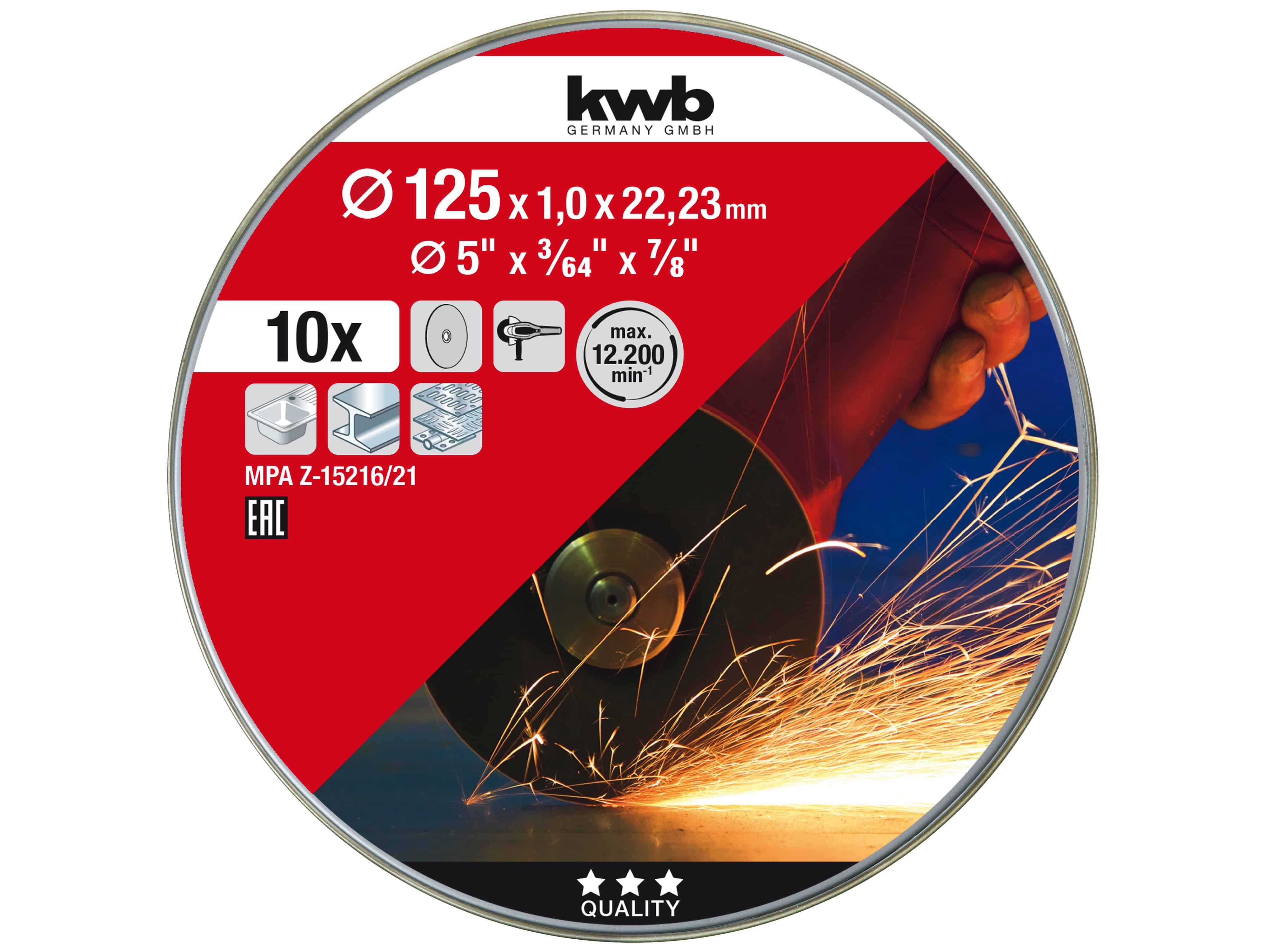 KWB Trennscheiben-Set, 712022, 125x1,0 mm, 10 Stück