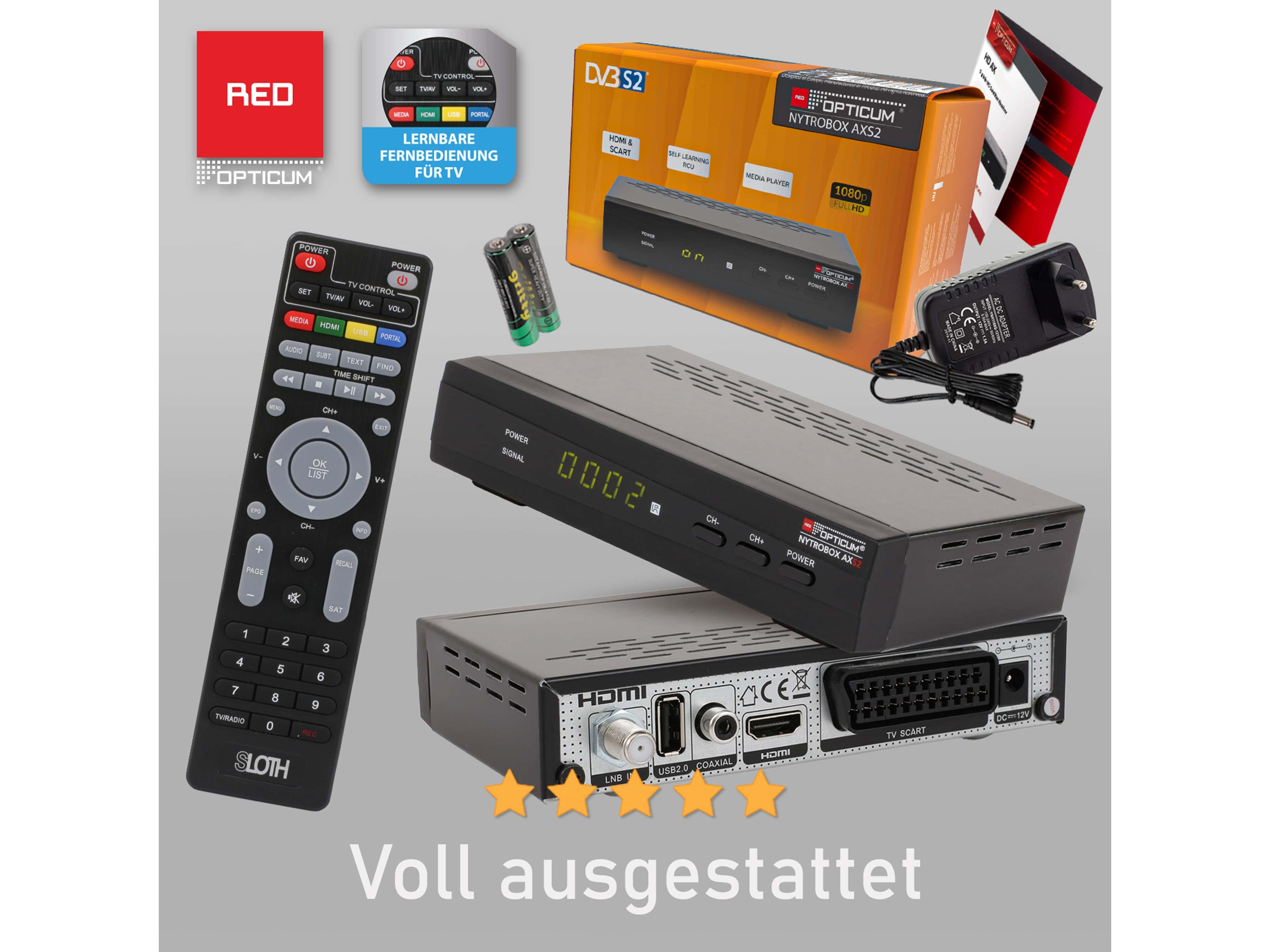 RED OPTICUM DVB-S HDTV Receiver NYTROBOX AXS2, mit PVR