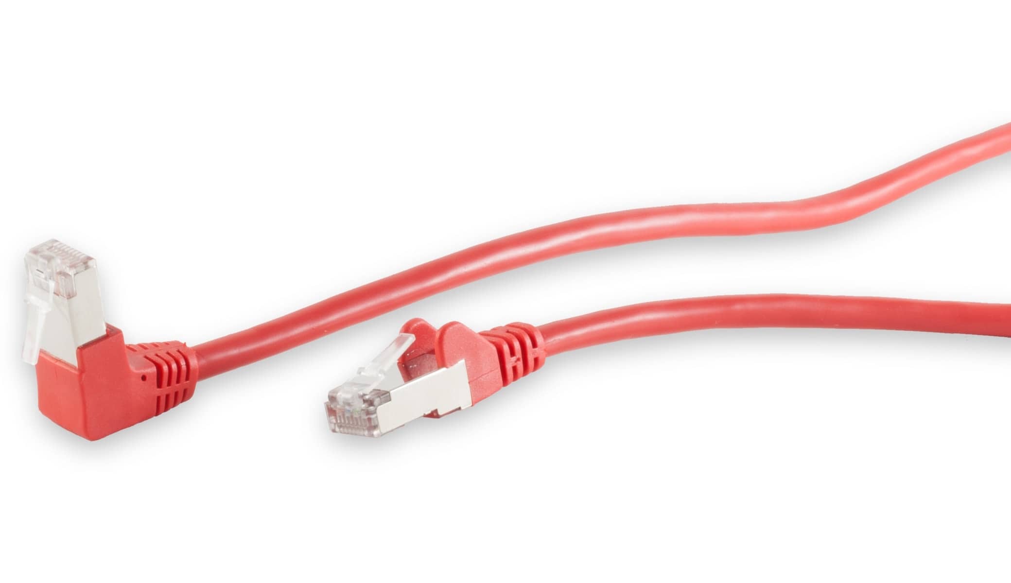 CAT.6 Patchkabel, S/FTP, 90°-gerade, 3,0 m, rot