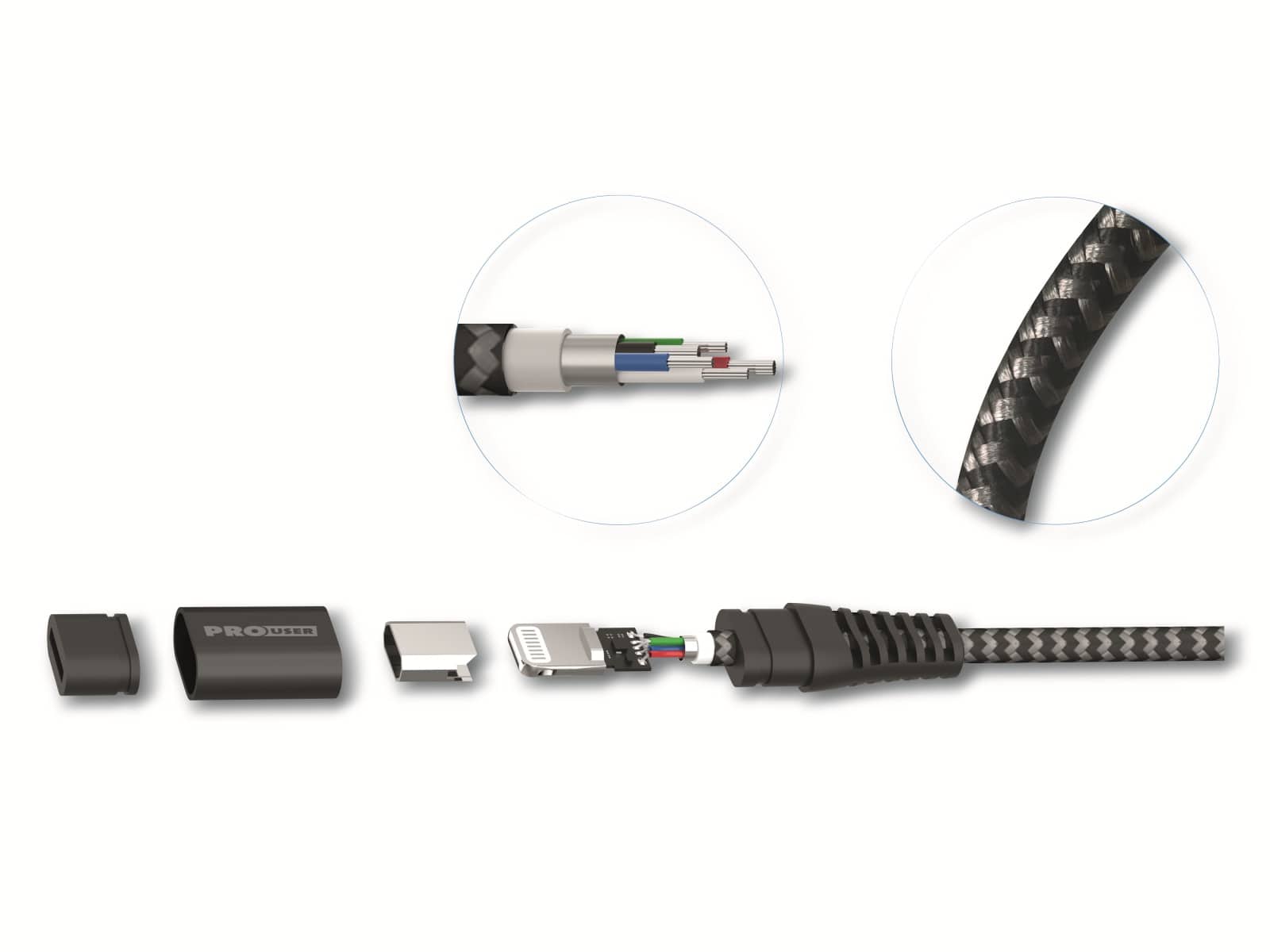 PROUSER USB-Daten/Ladekabel 2er-Set, USB-C zu USB-Lightning, 100/150 cm