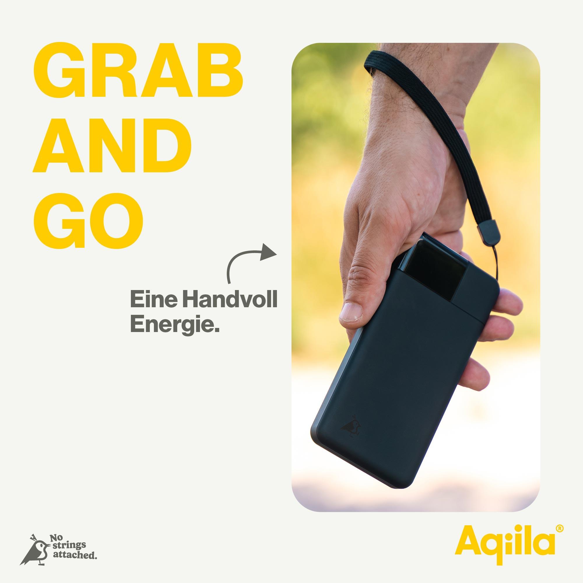 AQIILA Powerbank Powerbird B10, 20 W, 10.000mAh, 1x USB-A, 2x USB-C, schwarz