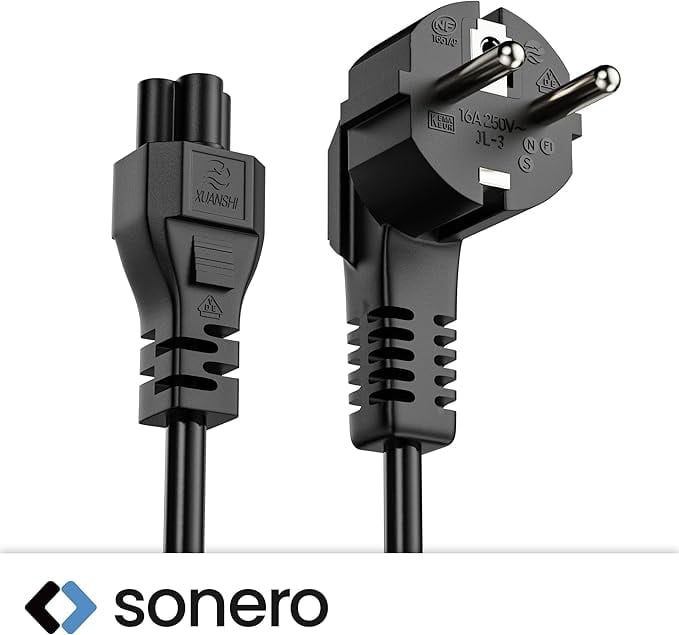 SONERO Netzkabel Schutzkontaktstecker, X-SKW-C5G-010B, 90°, schwarz, 1m