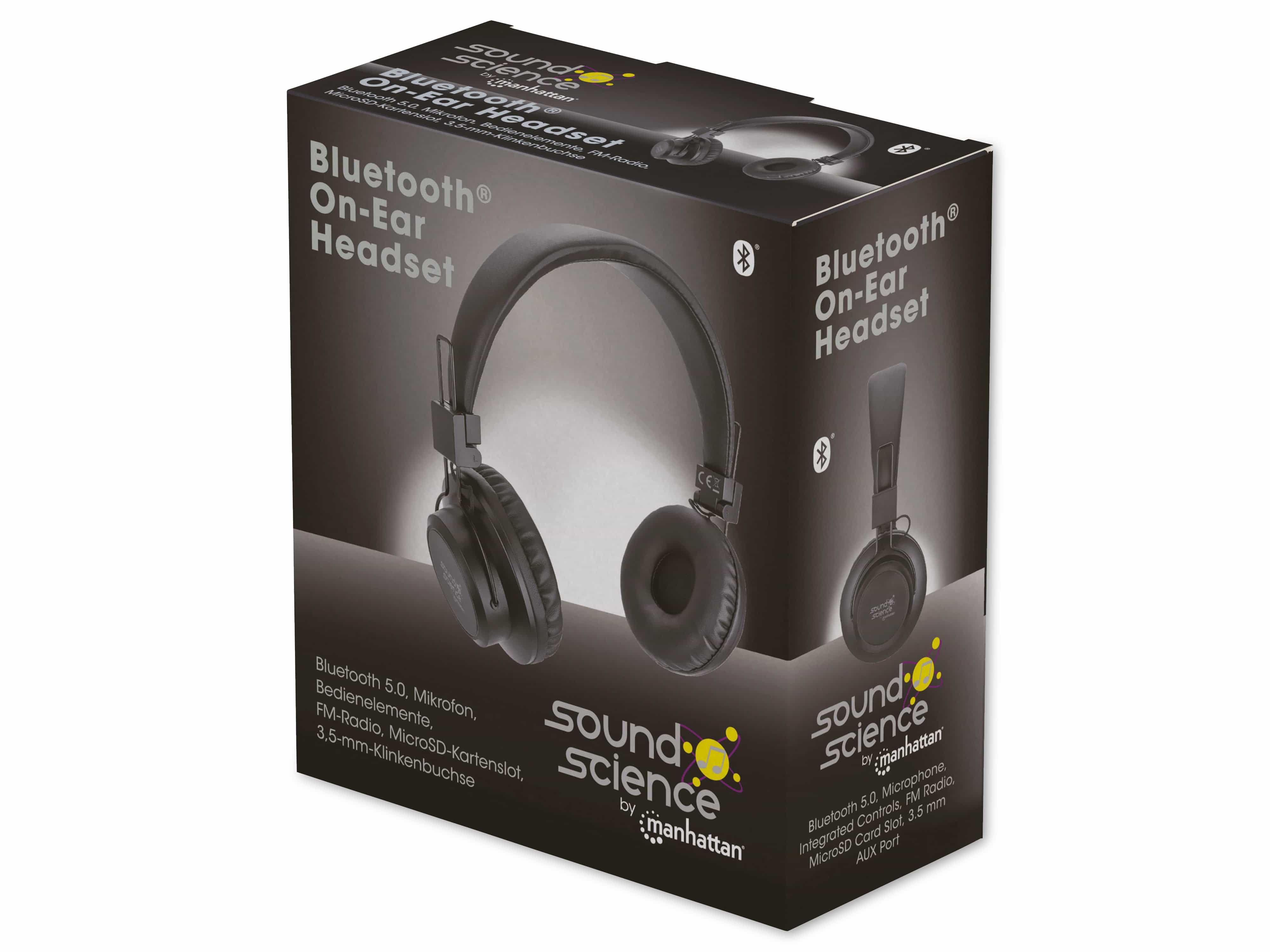 MANHATTAN On-Ear Headset, Sound Science Bluetooth, schwarz 