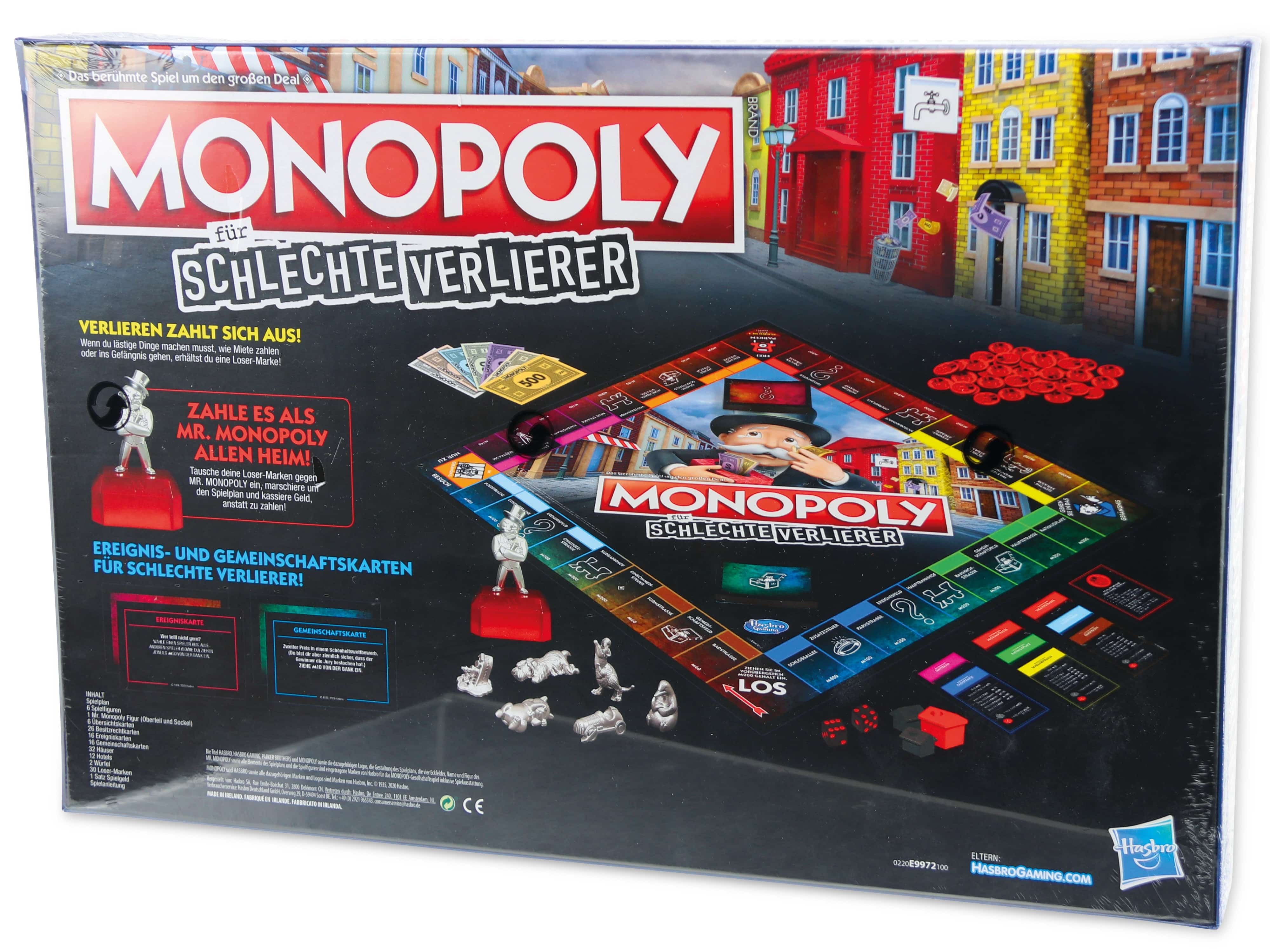 HASBRO Brettspiel, MONOPOLY für SCHLECHTE VERLIERER