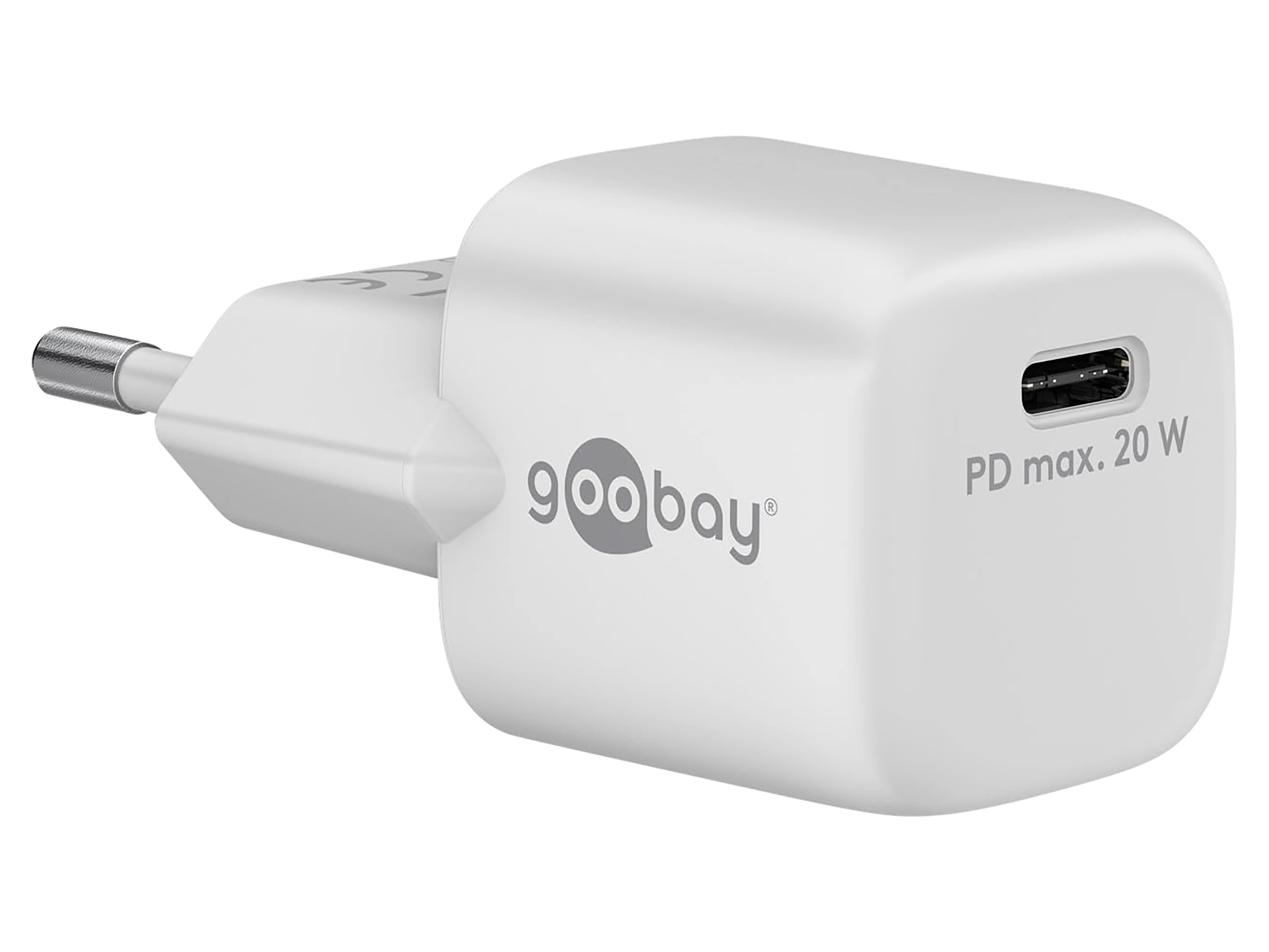 GOOBAY USB-Lader 65404, 20 W, 1-fach, 1xC PD nano GaN, weiß