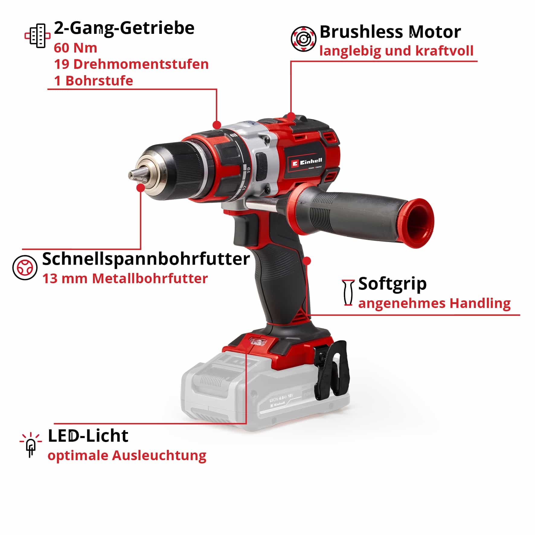 EINHELL Akku-Bohrschrauber 4513850, TP-CD 18 Li Brushless Solo