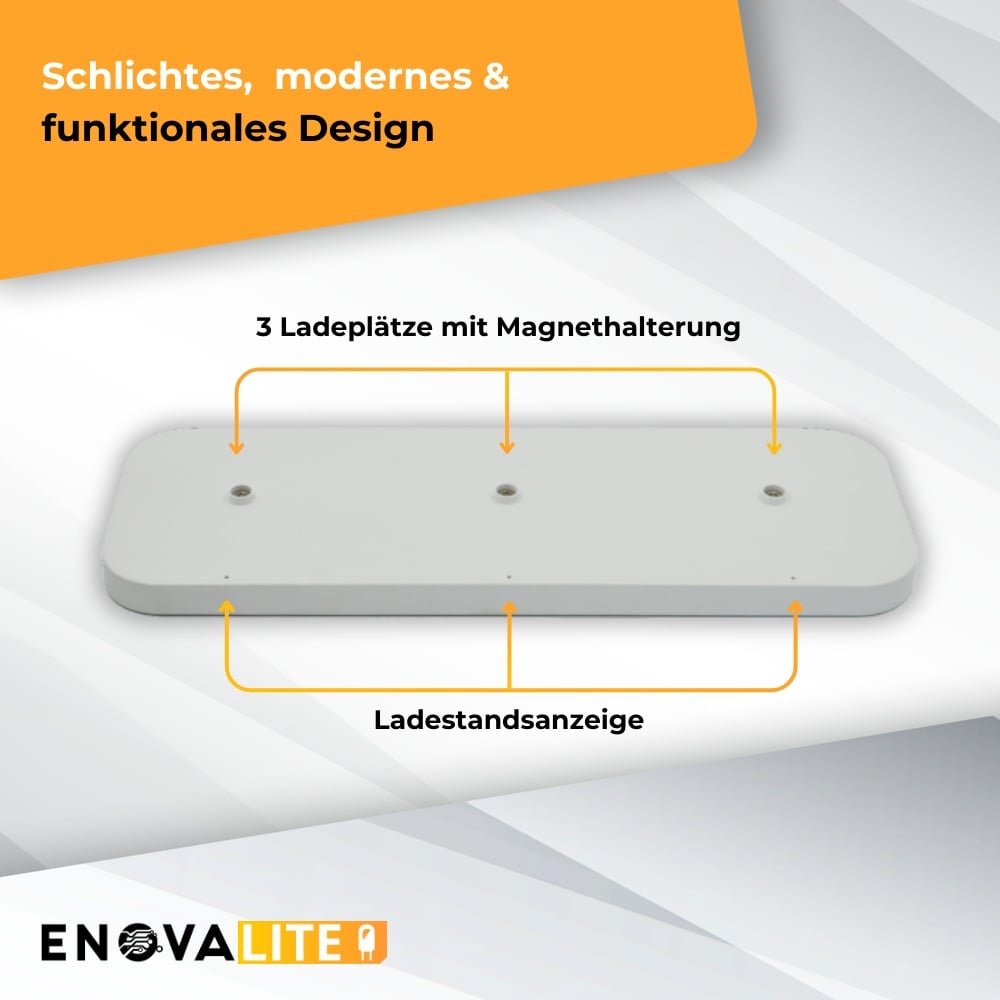 ENOVALITE 3er Ladestation ELED900400, für Akku-Tischleuchten, weiß 