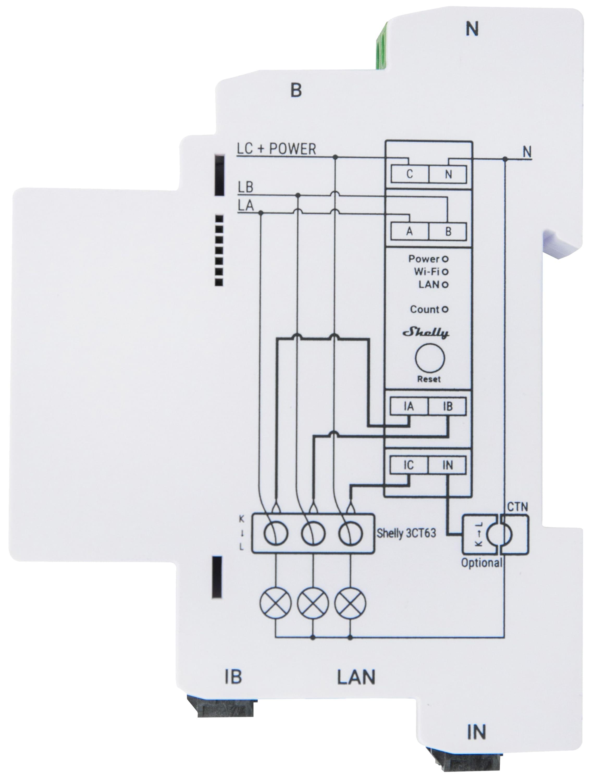 SHELLY Energiezähler Pro 3EM-3CT63, Wlan, BT, LAN