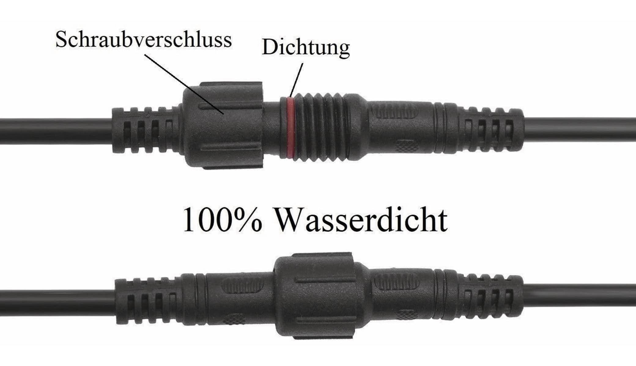 Wasserdichtes Steckverbindungsset, Stecker/Kupplung, 2 m, 3-polig