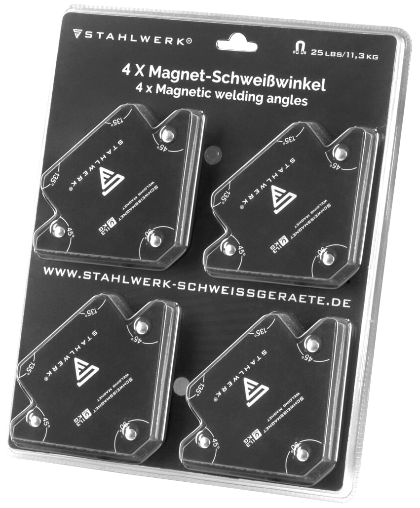 STAHLWERK Magnet-Schweißwinkel, 4571, 11,3 kg/ 25 lbs, 4er Set