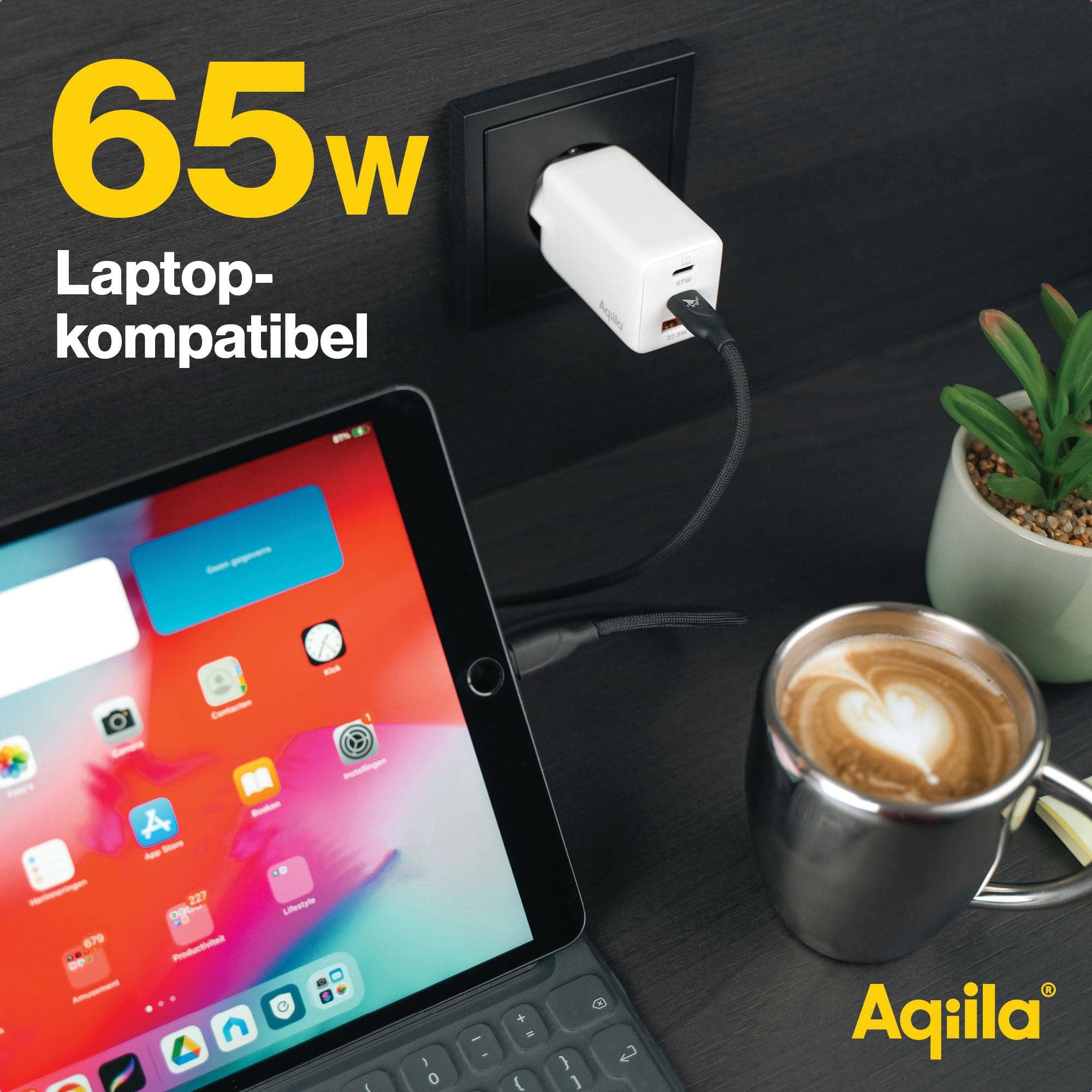 AQIILA USB-Lader Chargebird W3, 65 W, 3-fach, 2x USB-C, 1x USB-A