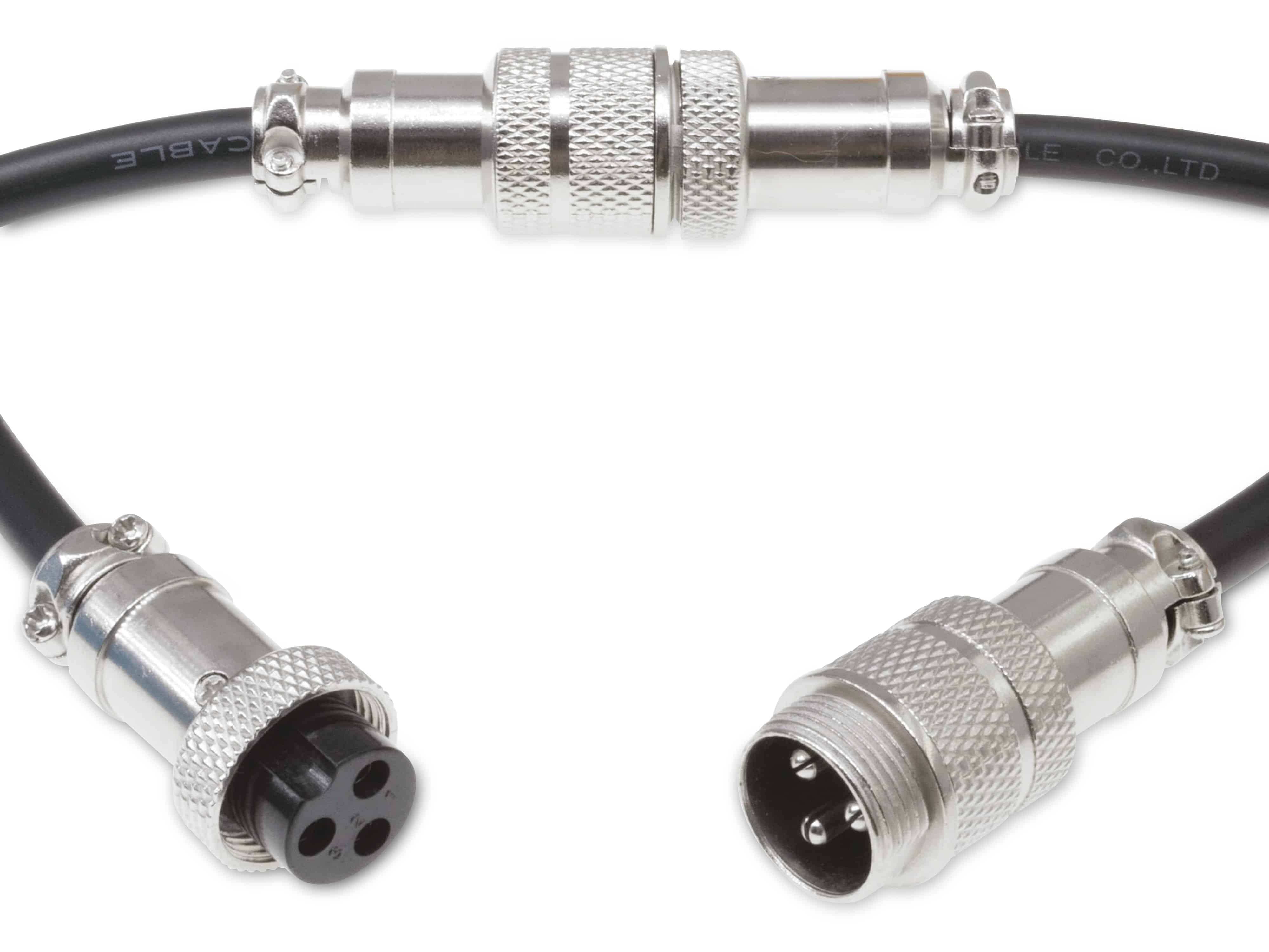 Rundsteckverbinder, 3-polig, 250V, 7A, Lötanschluss, IP55, wire to wire, 1 Stecker + 1 Buchse