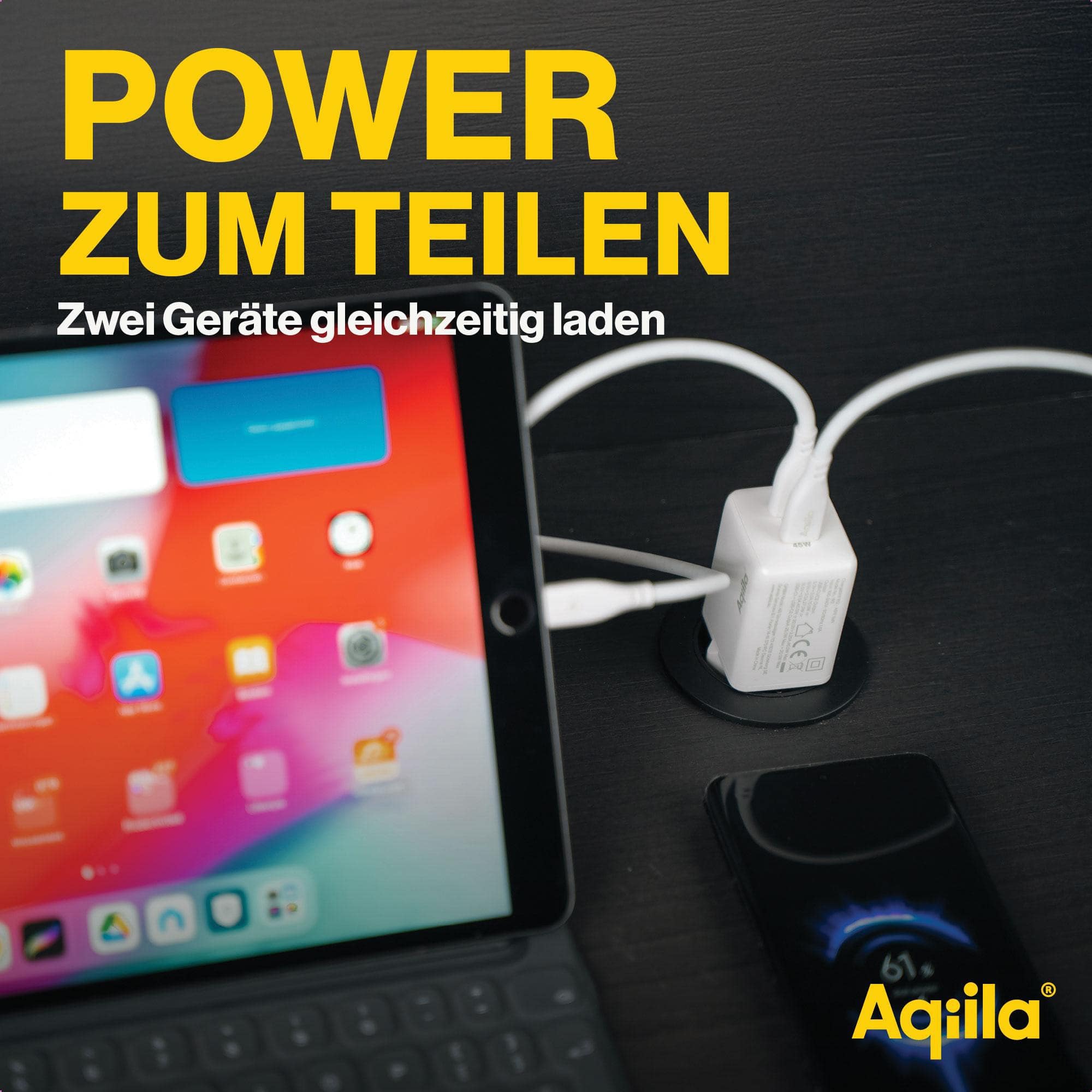 AQIILA USB-Lader Chargebird W2, 45 W, 2-fach, 2x USB-C, weiß