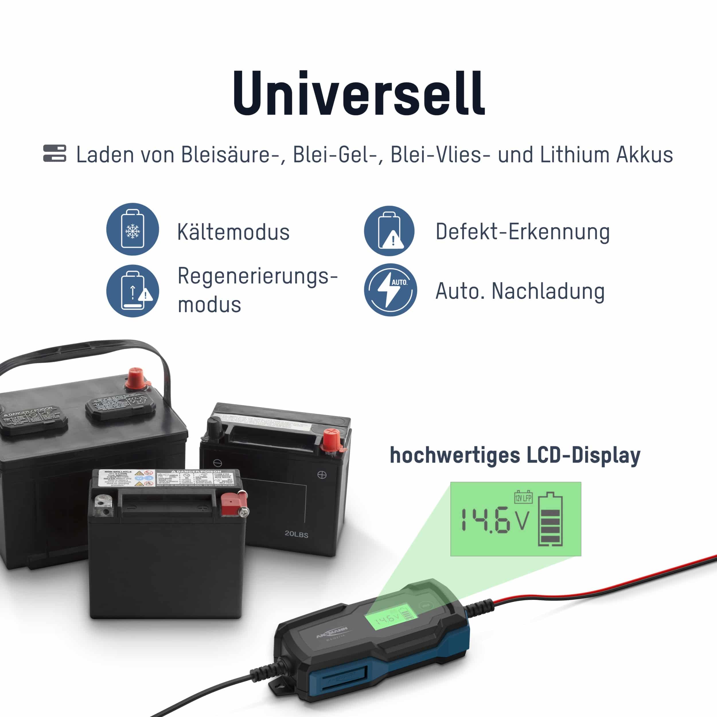 ANSMANN Autobatterie-Ladegerät, 1001-0144, Bleiladegerät, BC 6...12 V-, 4 A