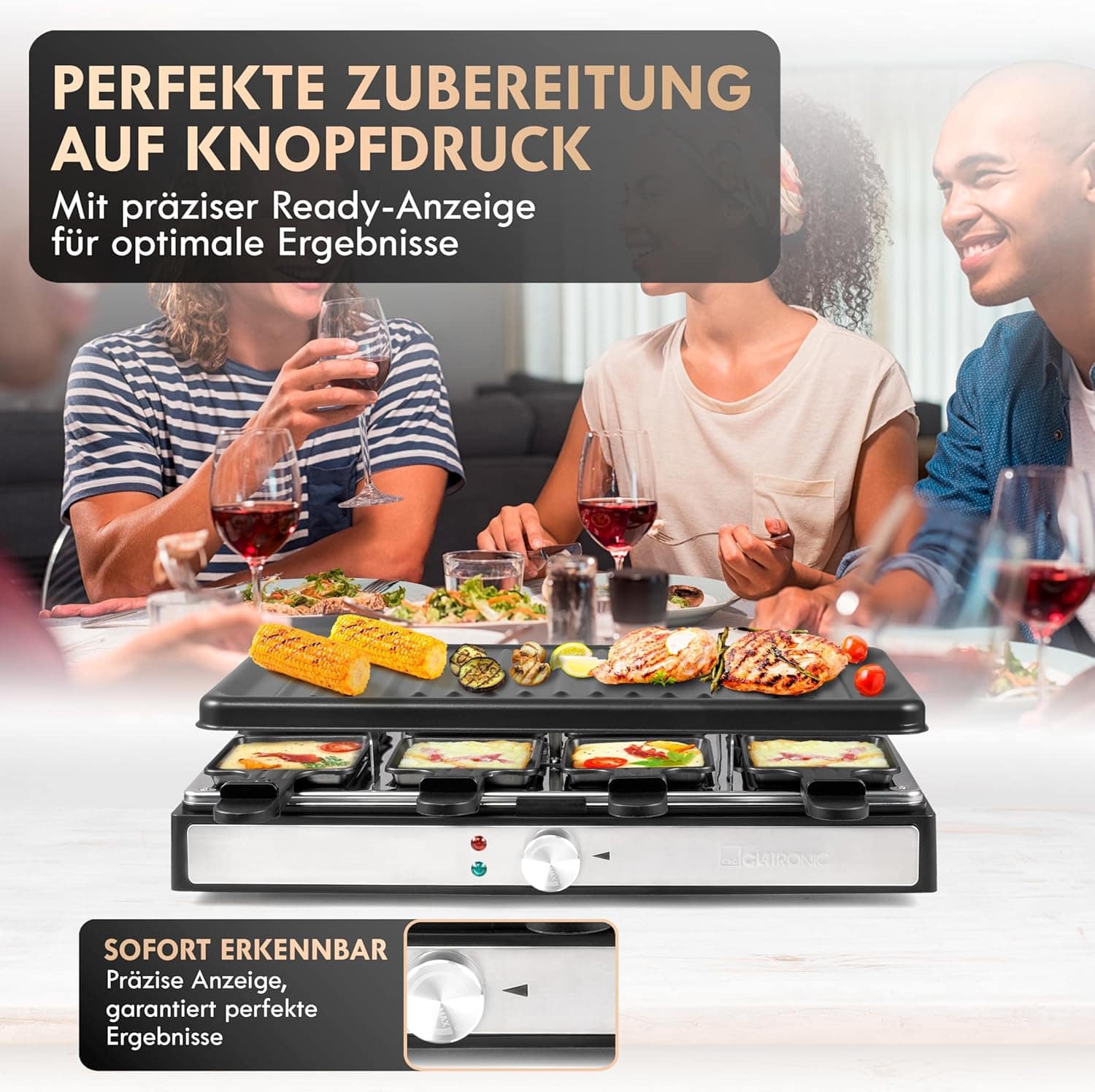 CLATRONIC Raclette RG 3757, 1400 W, 8 Personen, schwarz